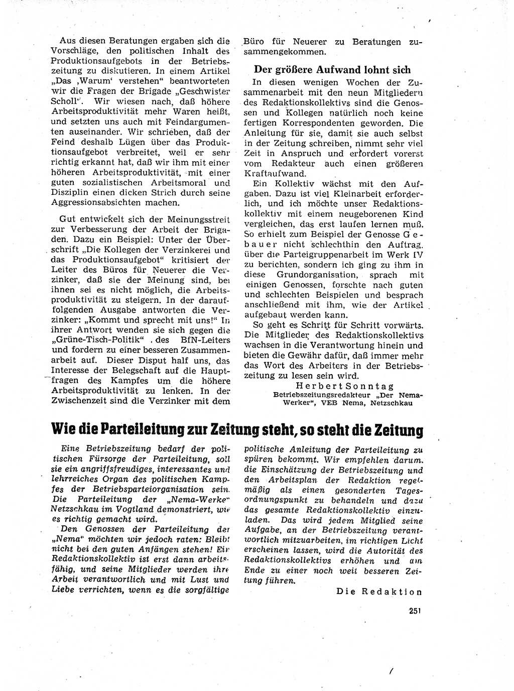 Neuer Weg (NW), Organ des Zentralkomitees (ZK) der SED (Sozialistische Einheitspartei Deutschlands) für Fragen des Parteilebens, 17. Jahrgang [Deutsche Demokratische Republik (DDR)] 1962, Seite 251 (NW ZK SED DDR 1962, S. 251)