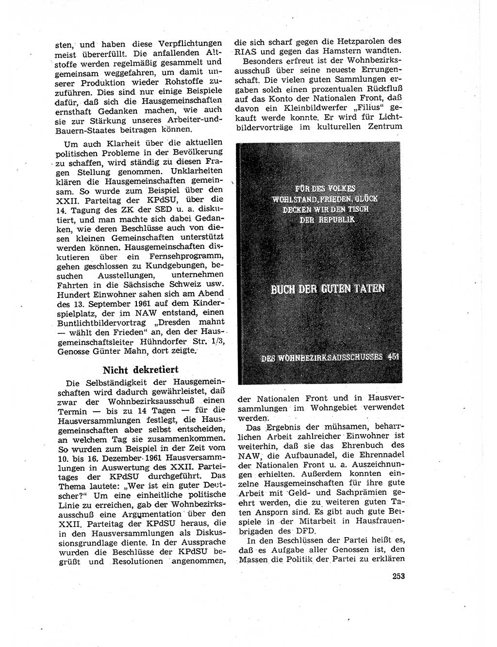 Neuer Weg (NW), Organ des Zentralkomitees (ZK) der SED (Sozialistische Einheitspartei Deutschlands) für Fragen des Parteilebens, 17. Jahrgang [Deutsche Demokratische Republik (DDR)] 1962, Seite 253 (NW ZK SED DDR 1962, S. 253)