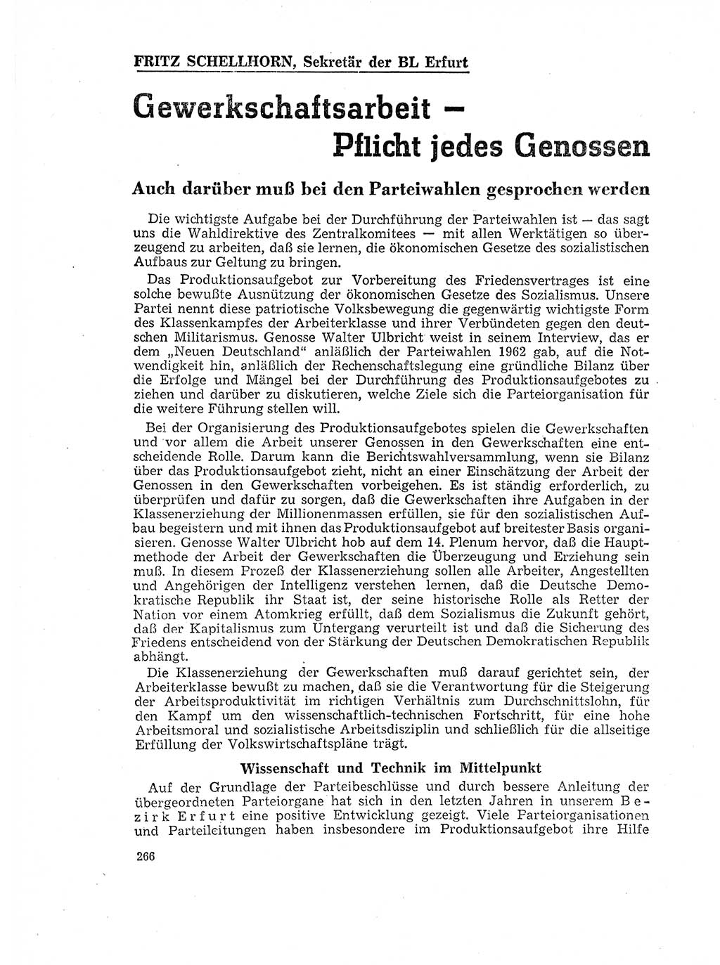 Neuer Weg (NW), Organ des Zentralkomitees (ZK) der SED (Sozialistische Einheitspartei Deutschlands) für Fragen des Parteilebens, 17. Jahrgang [Deutsche Demokratische Republik (DDR)] 1962, Seite 266 (NW ZK SED DDR 1962, S. 266)