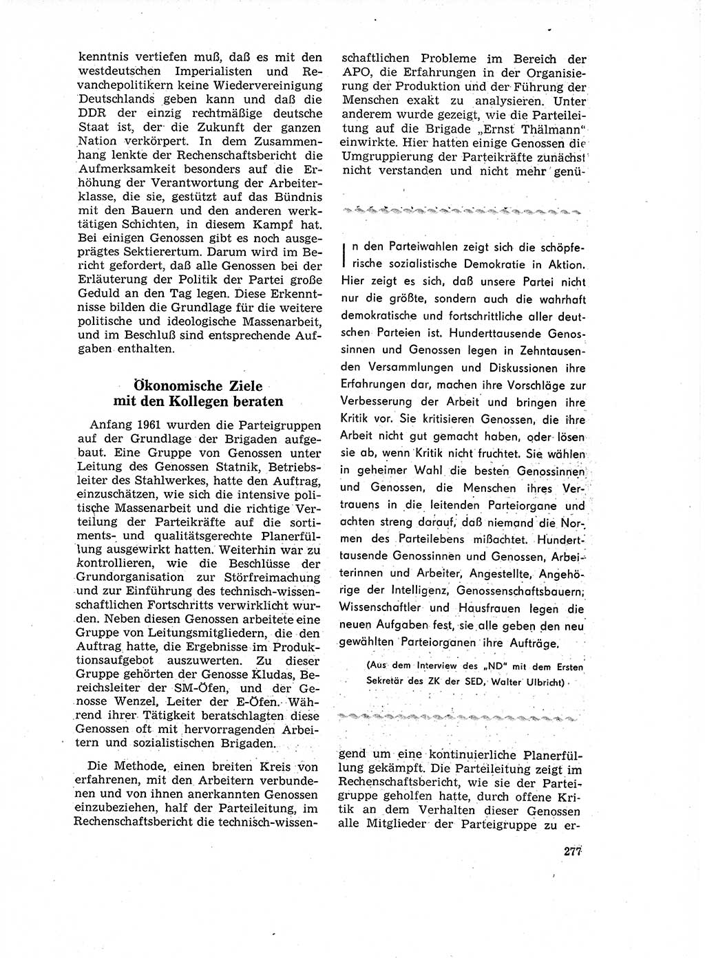 Neuer Weg (NW), Organ des Zentralkomitees (ZK) der SED (Sozialistische Einheitspartei Deutschlands) für Fragen des Parteilebens, 17. Jahrgang [Deutsche Demokratische Republik (DDR)] 1962, Seite 277 (NW ZK SED DDR 1962, S. 277)