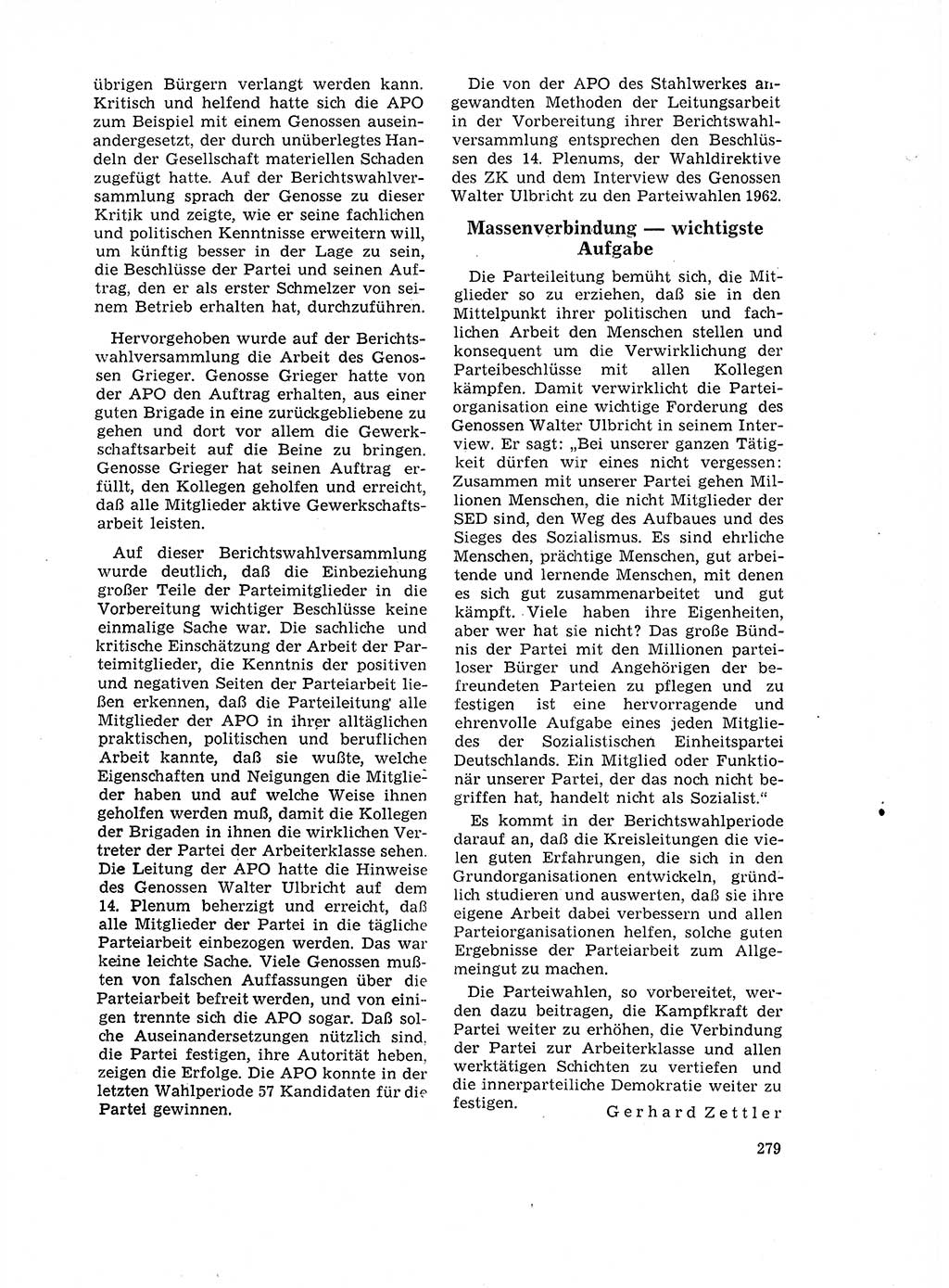 Neuer Weg (NW), Organ des Zentralkomitees (ZK) der SED (Sozialistische Einheitspartei Deutschlands) für Fragen des Parteilebens, 17. Jahrgang [Deutsche Demokratische Republik (DDR)] 1962, Seite 279 (NW ZK SED DDR 1962, S. 279)