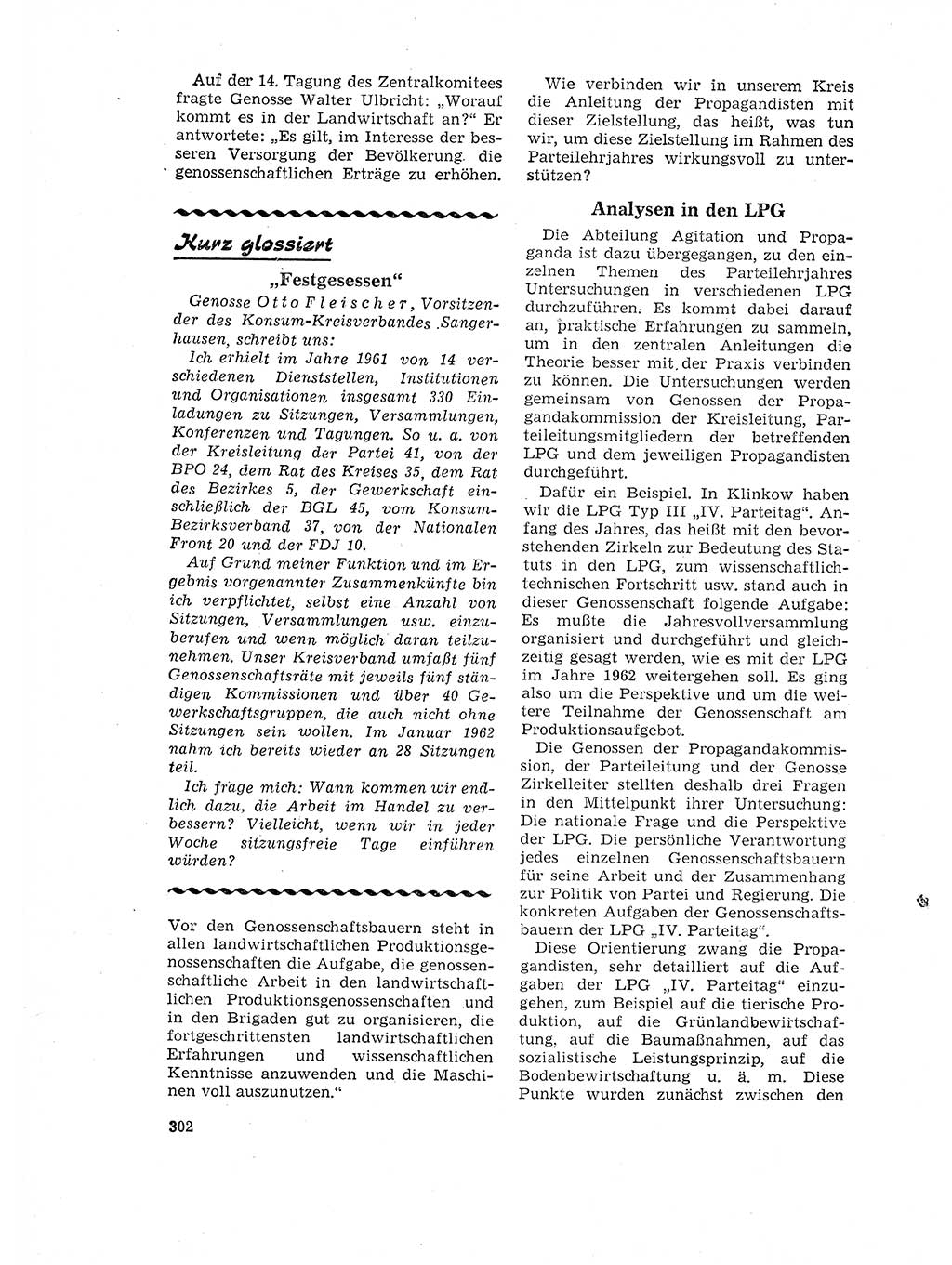 Neuer Weg (NW), Organ des Zentralkomitees (ZK) der SED (Sozialistische Einheitspartei Deutschlands) für Fragen des Parteilebens, 17. Jahrgang [Deutsche Demokratische Republik (DDR)] 1962, Seite 302 (NW ZK SED DDR 1962, S. 302)