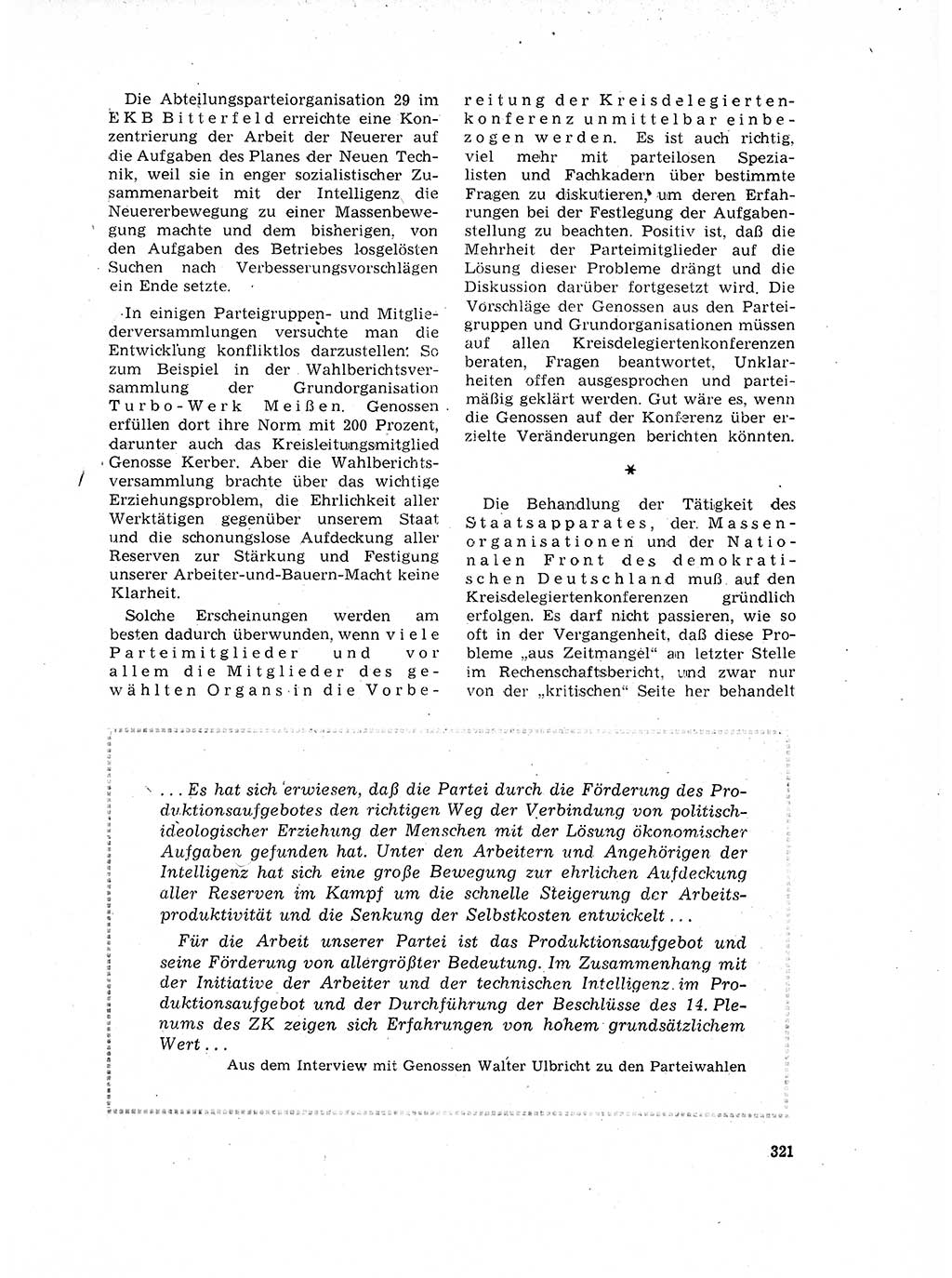 Neuer Weg (NW), Organ des Zentralkomitees (ZK) der SED (Sozialistische Einheitspartei Deutschlands) für Fragen des Parteilebens, 17. Jahrgang [Deutsche Demokratische Republik (DDR)] 1962, Seite 321 (NW ZK SED DDR 1962, S. 321)