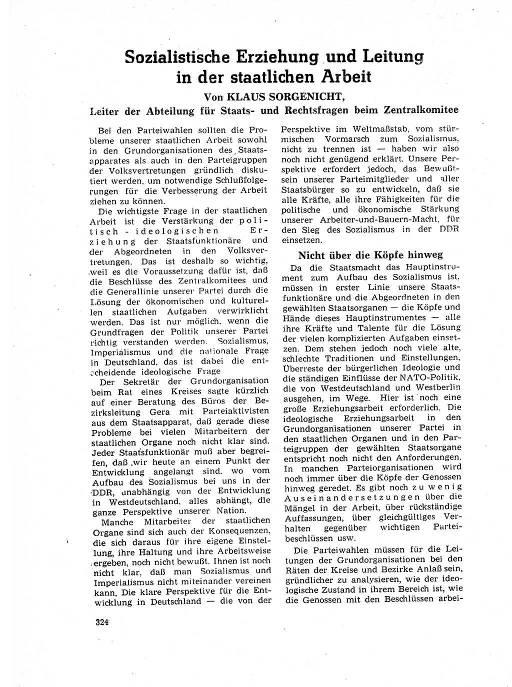 Neuer Weg (NW), Organ des Zentralkomitees (ZK) der SED (Sozialistische Einheitspartei Deutschlands) für Fragen des Parteilebens, 17. Jahrgang [Deutsche Demokratische Republik (DDR)] 1962, Seite 324 (NW ZK SED DDR 1962, S. 324)