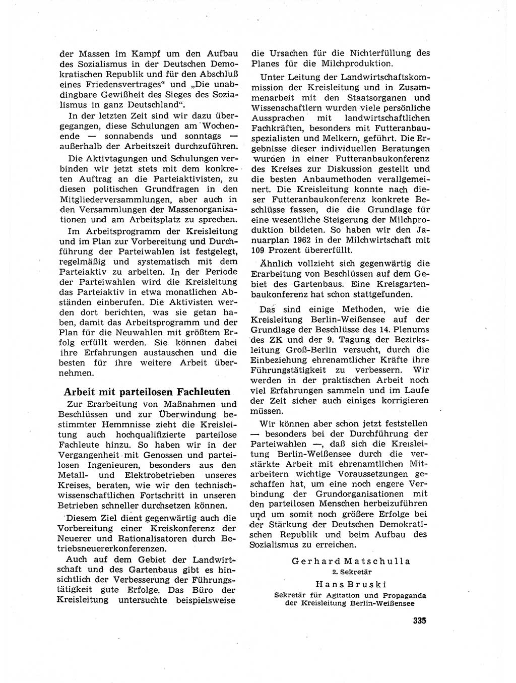 Neuer Weg (NW), Organ des Zentralkomitees (ZK) der SED (Sozialistische Einheitspartei Deutschlands) für Fragen des Parteilebens, 17. Jahrgang [Deutsche Demokratische Republik (DDR)] 1962, Seite 335 (NW ZK SED DDR 1962, S. 335)