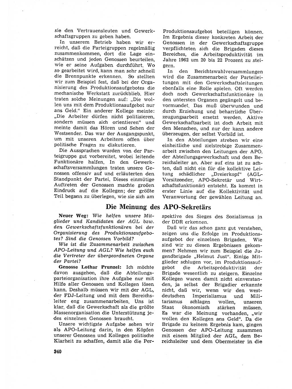 Neuer Weg (NW), Organ des Zentralkomitees (ZK) der SED (Sozialistische Einheitspartei Deutschlands) für Fragen des Parteilebens, 17. Jahrgang [Deutsche Demokratische Republik (DDR)] 1962, Seite 340 (NW ZK SED DDR 1962, S. 340)