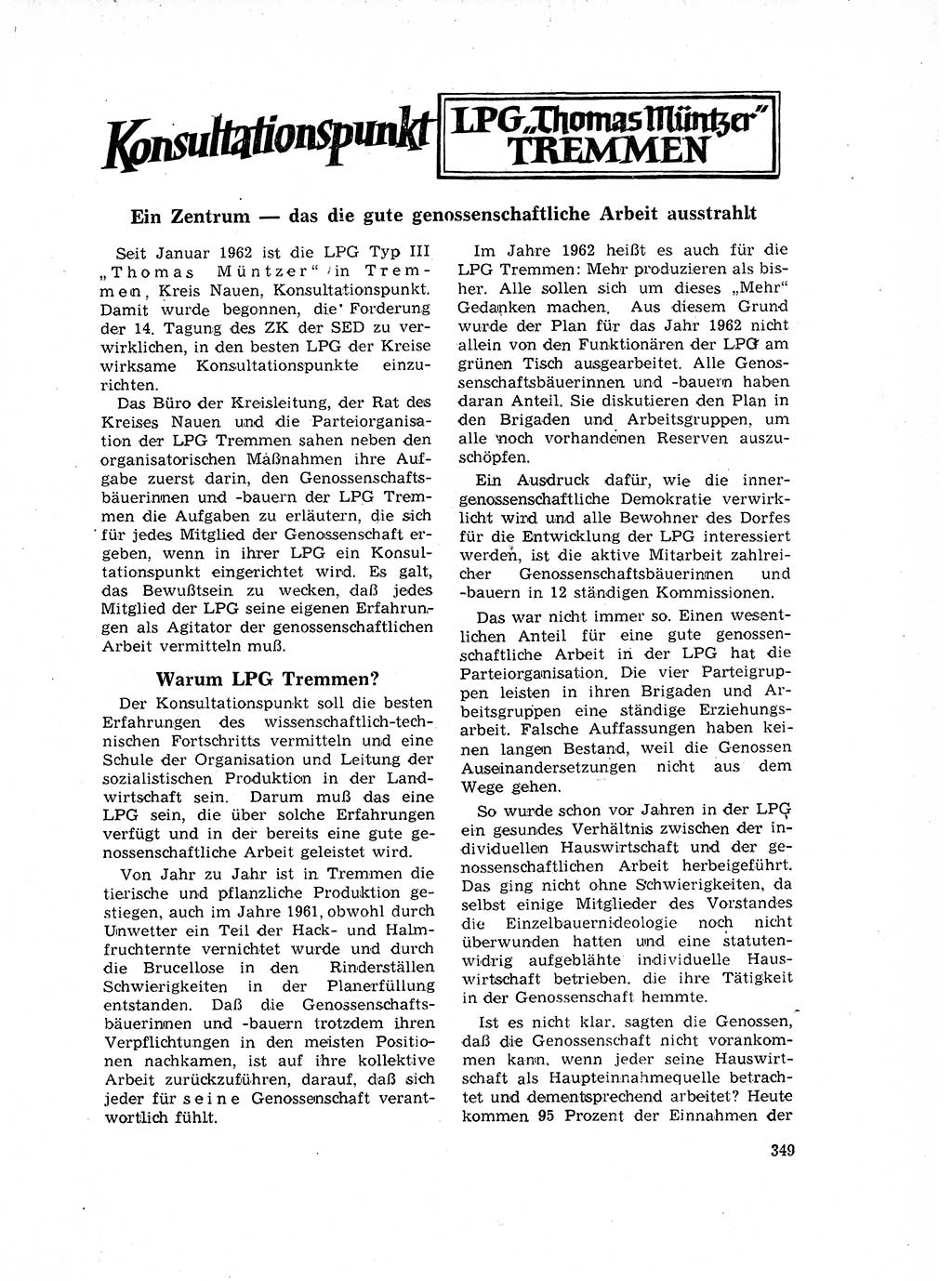 Neuer Weg (NW), Organ des Zentralkomitees (ZK) der SED (Sozialistische Einheitspartei Deutschlands) für Fragen des Parteilebens, 17. Jahrgang [Deutsche Demokratische Republik (DDR)] 1962, Seite 349 (NW ZK SED DDR 1962, S. 349)