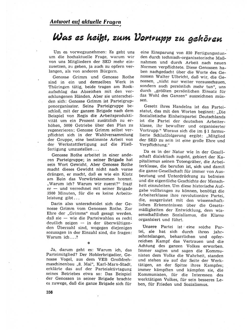 Neuer Weg (NW), Organ des Zentralkomitees (ZK) der SED (Sozialistische Einheitspartei Deutschlands) für Fragen des Parteilebens, 17. Jahrgang [Deutsche Demokratische Republik (DDR)] 1962, Seite 356 (NW ZK SED DDR 1962, S. 356)