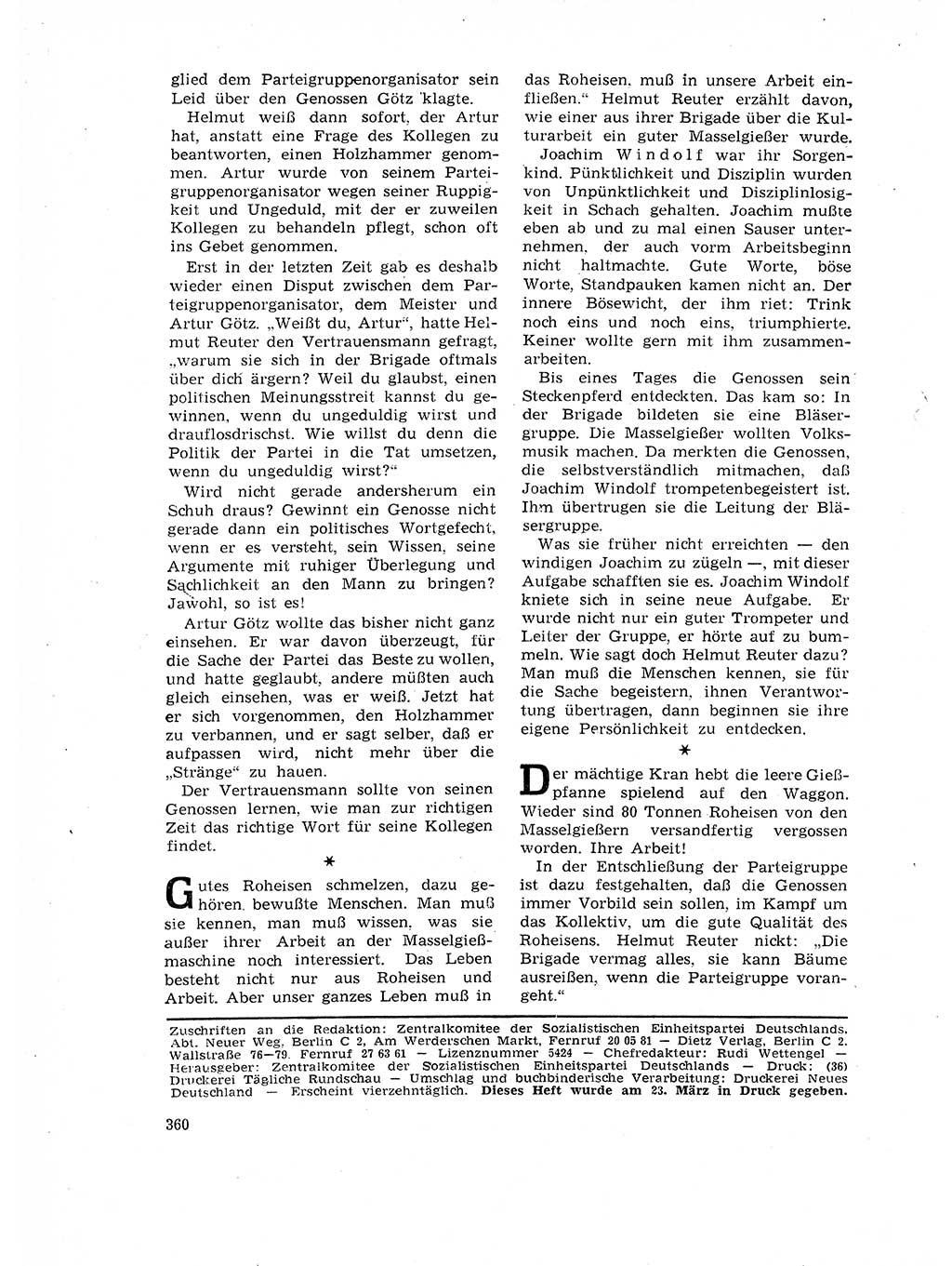 Neuer Weg (NW), Organ des Zentralkomitees (ZK) der SED (Sozialistische Einheitspartei Deutschlands) für Fragen des Parteilebens, 17. Jahrgang [Deutsche Demokratische Republik (DDR)] 1962, Seite 360 (NW ZK SED DDR 1962, S. 360)