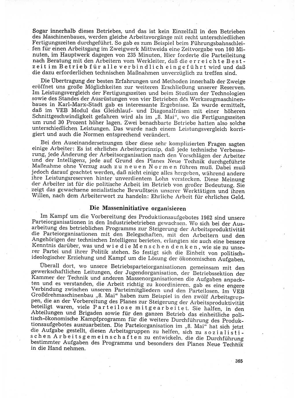 Neuer Weg (NW), Organ des Zentralkomitees (ZK) der SED (Sozialistische Einheitspartei Deutschlands) für Fragen des Parteilebens, 17. Jahrgang [Deutsche Demokratische Republik (DDR)] 1962, Seite 365 (NW ZK SED DDR 1962, S. 365)