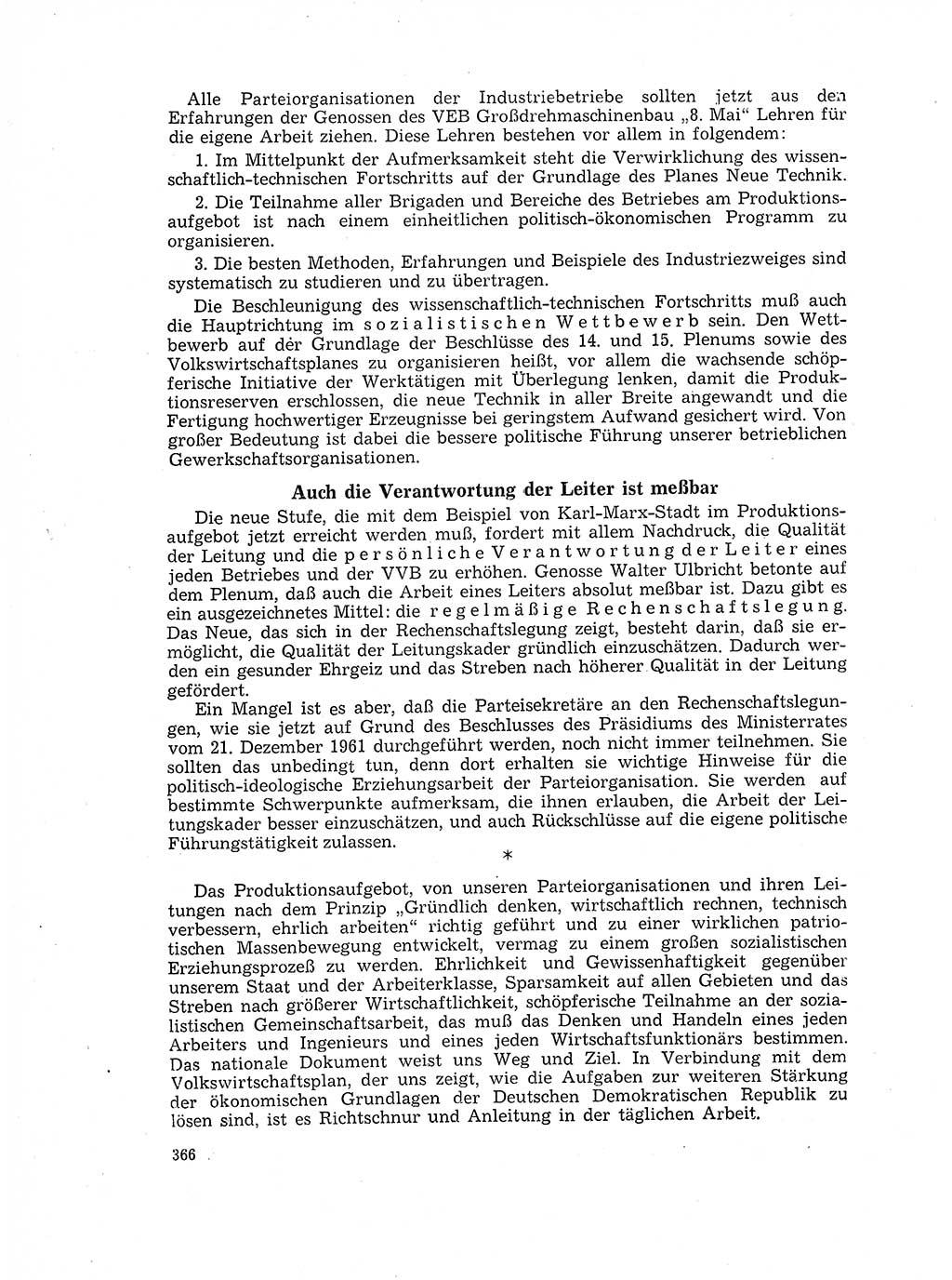 Neuer Weg (NW), Organ des Zentralkomitees (ZK) der SED (Sozialistische Einheitspartei Deutschlands) für Fragen des Parteilebens, 17. Jahrgang [Deutsche Demokratische Republik (DDR)] 1962, Seite 366 (NW ZK SED DDR 1962, S. 366)