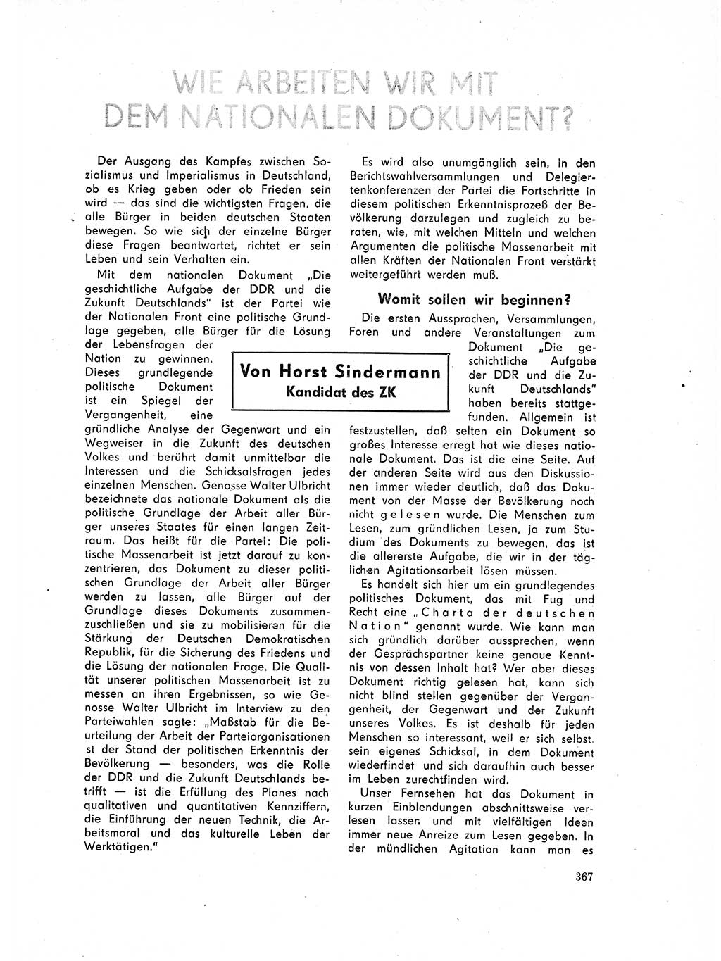 Neuer Weg (NW), Organ des Zentralkomitees (ZK) der SED (Sozialistische Einheitspartei Deutschlands) für Fragen des Parteilebens, 17. Jahrgang [Deutsche Demokratische Republik (DDR)] 1962, Seite 367 (NW ZK SED DDR 1962, S. 367)