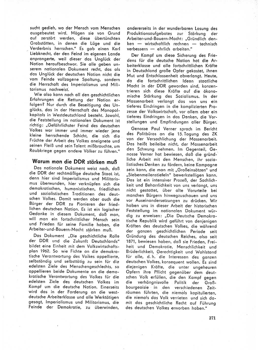 Neuer Weg (NW), Organ des Zentralkomitees (ZK) der SED (Sozialistische Einheitspartei Deutschlands) für Fragen des Parteilebens, 17. Jahrgang [Deutsche Demokratische Republik (DDR)] 1962, Seite 371 (NW ZK SED DDR 1962, S. 371)