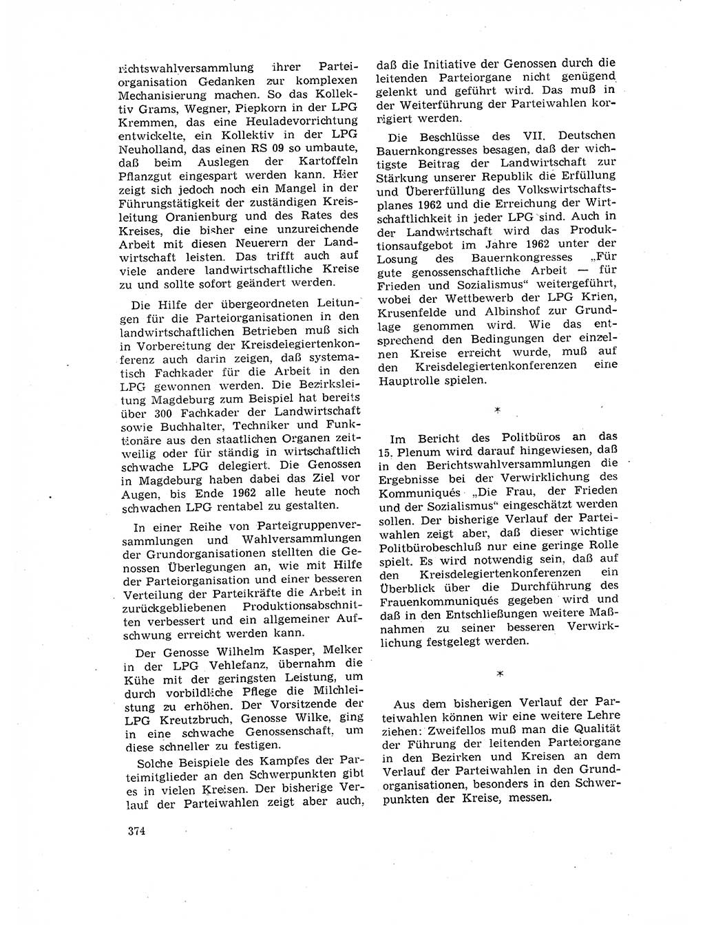 Neuer Weg (NW), Organ des Zentralkomitees (ZK) der SED (Sozialistische Einheitspartei Deutschlands) für Fragen des Parteilebens, 17. Jahrgang [Deutsche Demokratische Republik (DDR)] 1962, Seite 374 (NW ZK SED DDR 1962, S. 374)