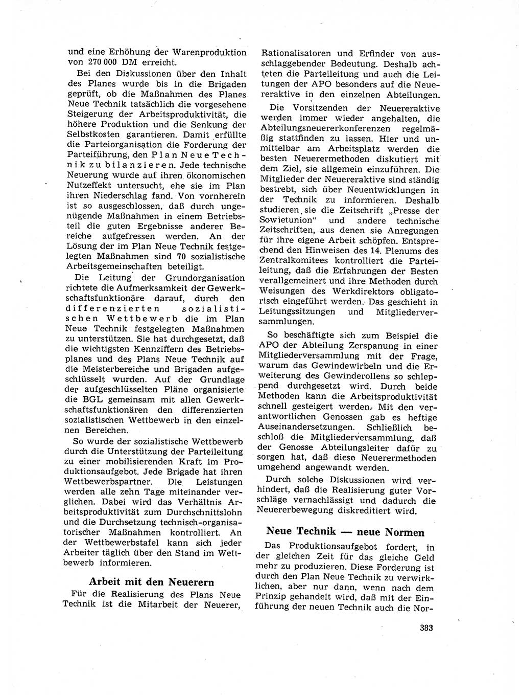 Neuer Weg (NW), Organ des Zentralkomitees (ZK) der SED (Sozialistische Einheitspartei Deutschlands) für Fragen des Parteilebens, 17. Jahrgang [Deutsche Demokratische Republik (DDR)] 1962, Seite 383 (NW ZK SED DDR 1962, S. 383)