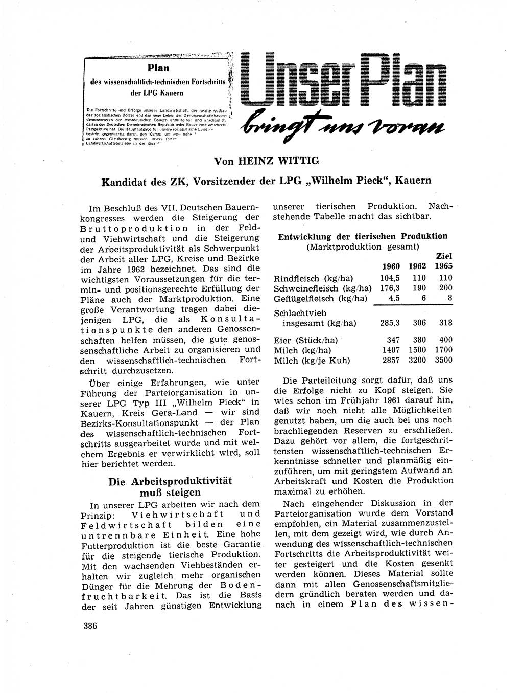 Neuer Weg (NW), Organ des Zentralkomitees (ZK) der SED (Sozialistische Einheitspartei Deutschlands) für Fragen des Parteilebens, 17. Jahrgang [Deutsche Demokratische Republik (DDR)] 1962, Seite 386 (NW ZK SED DDR 1962, S. 386)