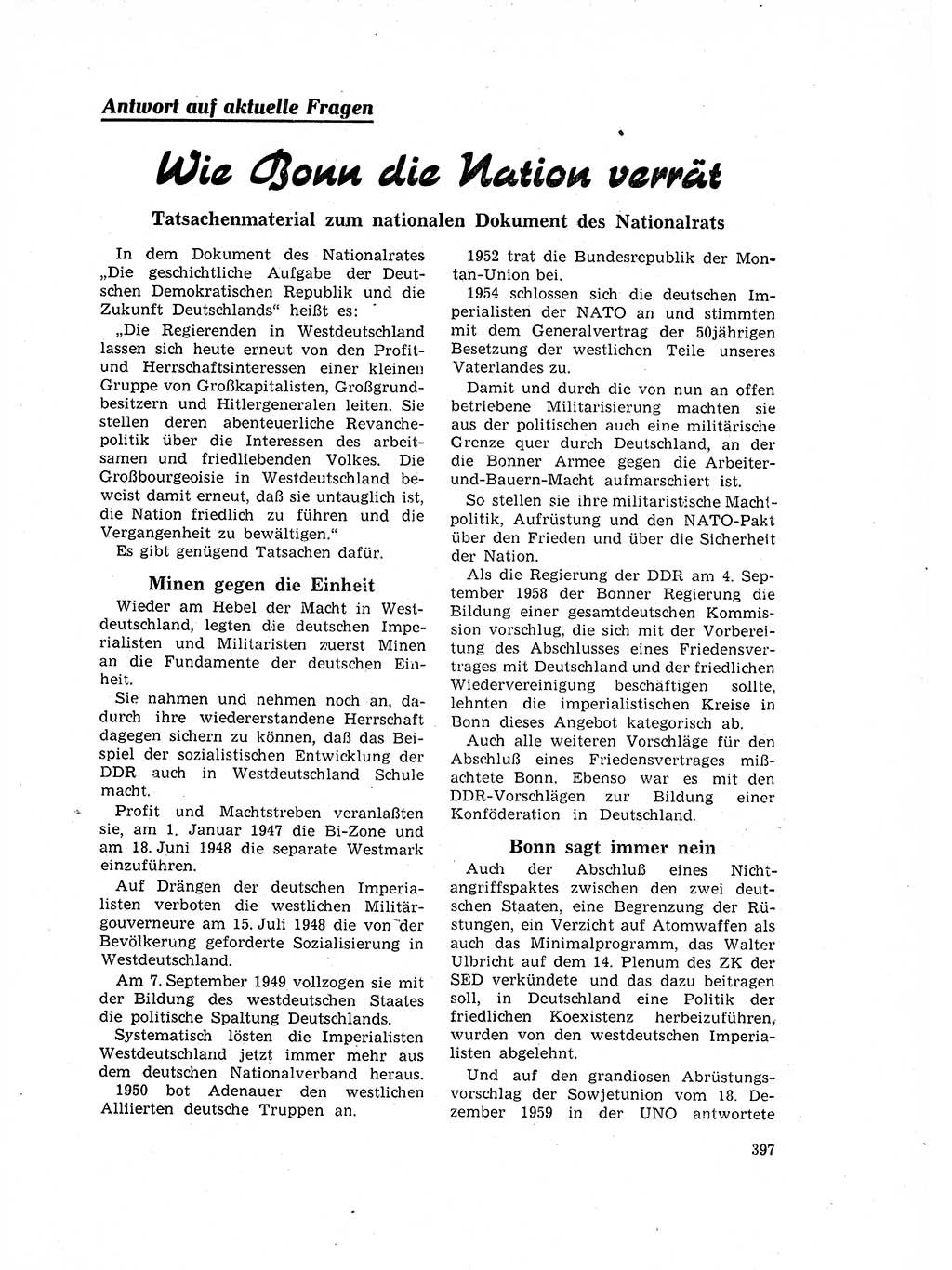 Neuer Weg (NW), Organ des Zentralkomitees (ZK) der SED (Sozialistische Einheitspartei Deutschlands) für Fragen des Parteilebens, 17. Jahrgang [Deutsche Demokratische Republik (DDR)] 1962, Seite 397 (NW ZK SED DDR 1962, S. 397)