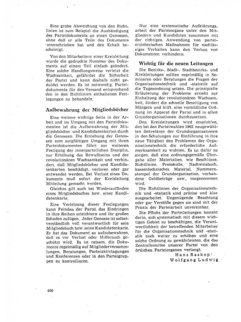 Neuer Weg (NW), Organ des Zentralkomitees (ZK) der SED (Sozialistische Einheitspartei Deutschlands) für Fragen des Parteilebens, 17. Jahrgang [Deutsche Demokratische Republik (DDR)] 1962, Seite 406 (NW ZK SED DDR 1962, S. 406)