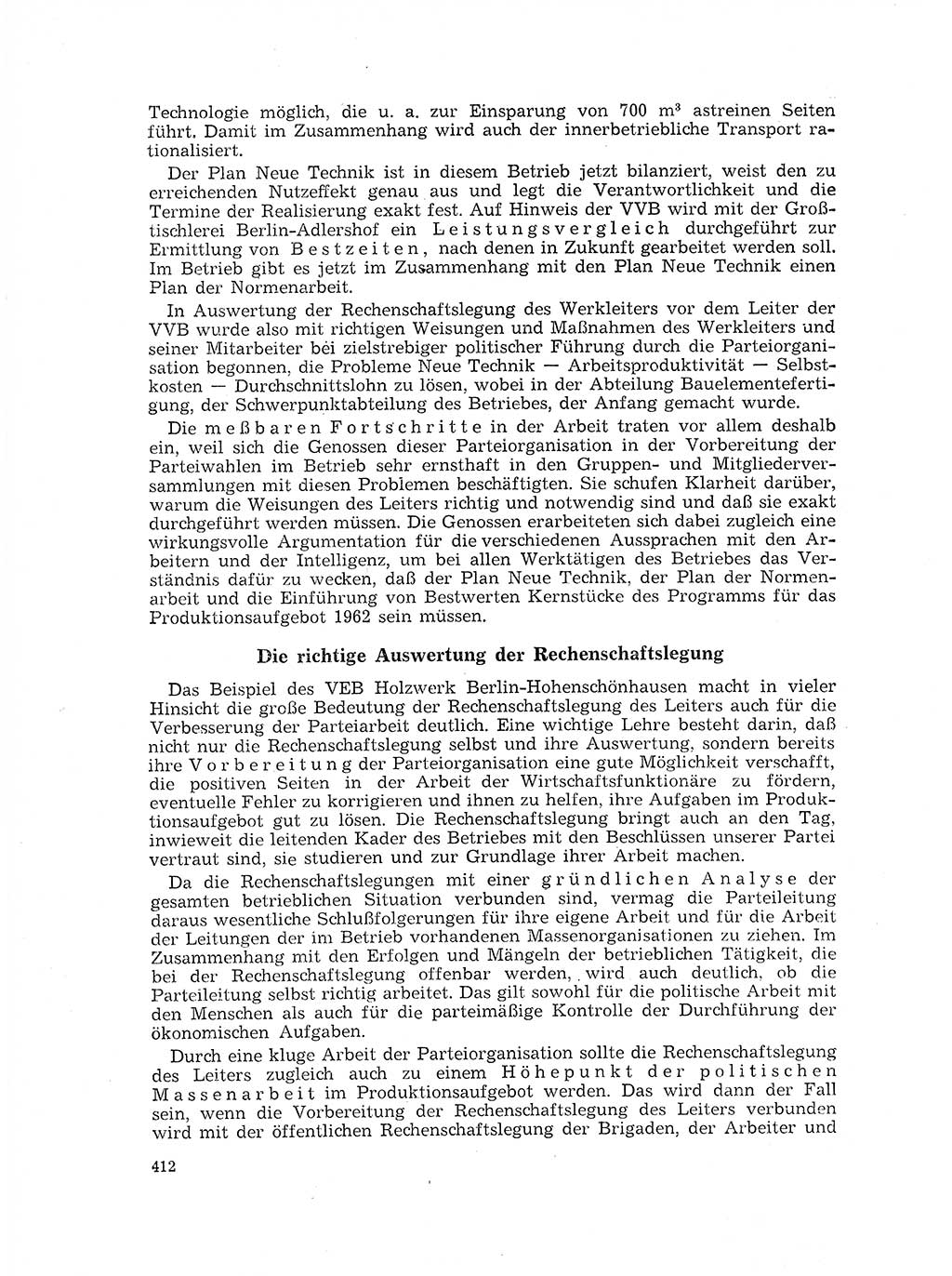 Neuer Weg (NW), Organ des Zentralkomitees (ZK) der SED (Sozialistische Einheitspartei Deutschlands) für Fragen des Parteilebens, 17. Jahrgang [Deutsche Demokratische Republik (DDR)] 1962, Seite 412 (NW ZK SED DDR 1962, S. 412)