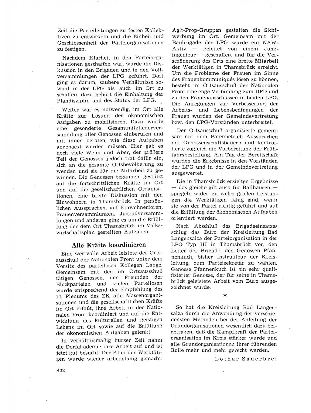 Neuer Weg (NW), Organ des Zentralkomitees (ZK) der SED (Sozialistische Einheitspartei Deutschlands) für Fragen des Parteilebens, 17. Jahrgang [Deutsche Demokratische Republik (DDR)] 1962, Seite 422 (NW ZK SED DDR 1962, S. 422)