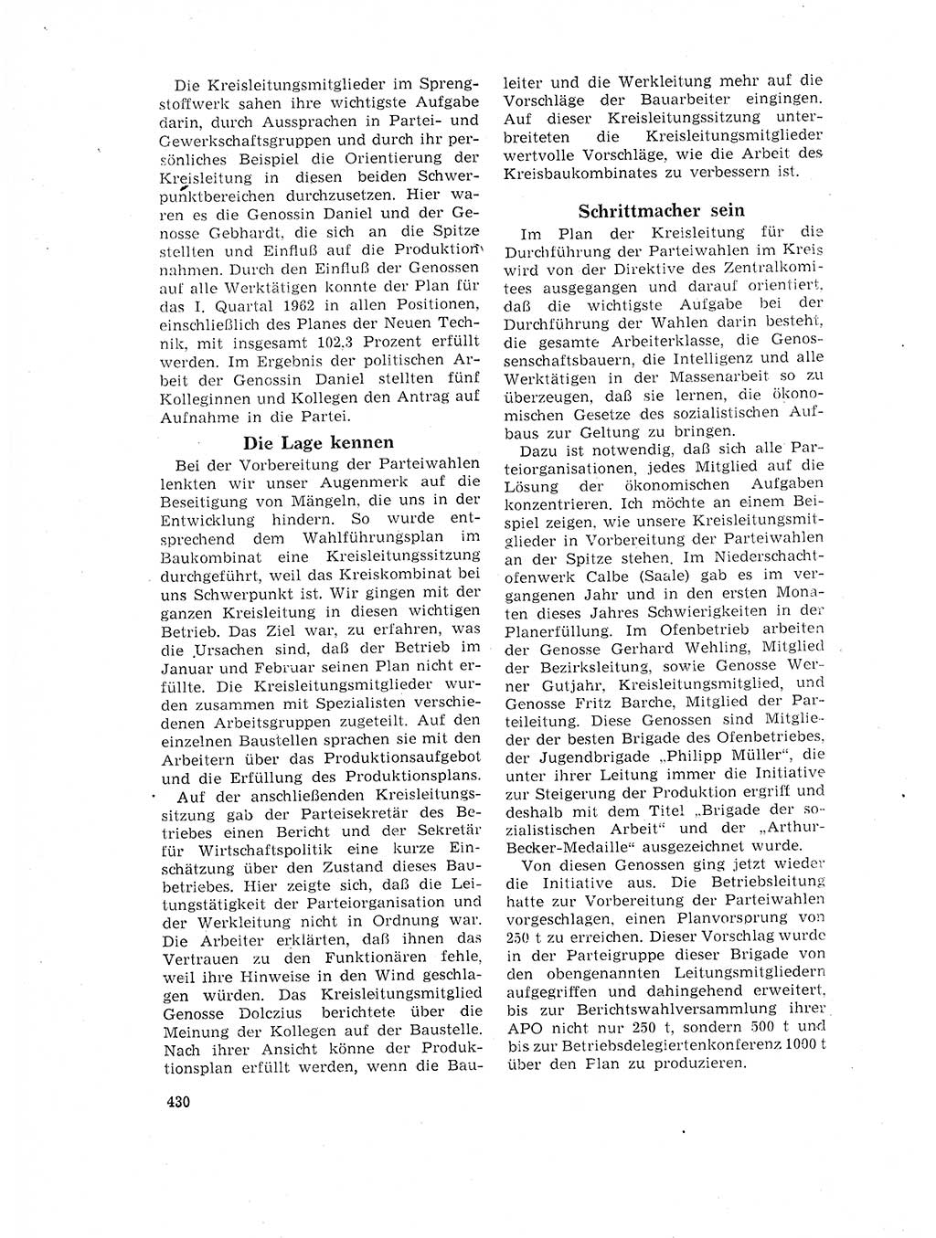 Neuer Weg (NW), Organ des Zentralkomitees (ZK) der SED (Sozialistische Einheitspartei Deutschlands) für Fragen des Parteilebens, 17. Jahrgang [Deutsche Demokratische Republik (DDR)] 1962, Seite 430 (NW ZK SED DDR 1962, S. 430)