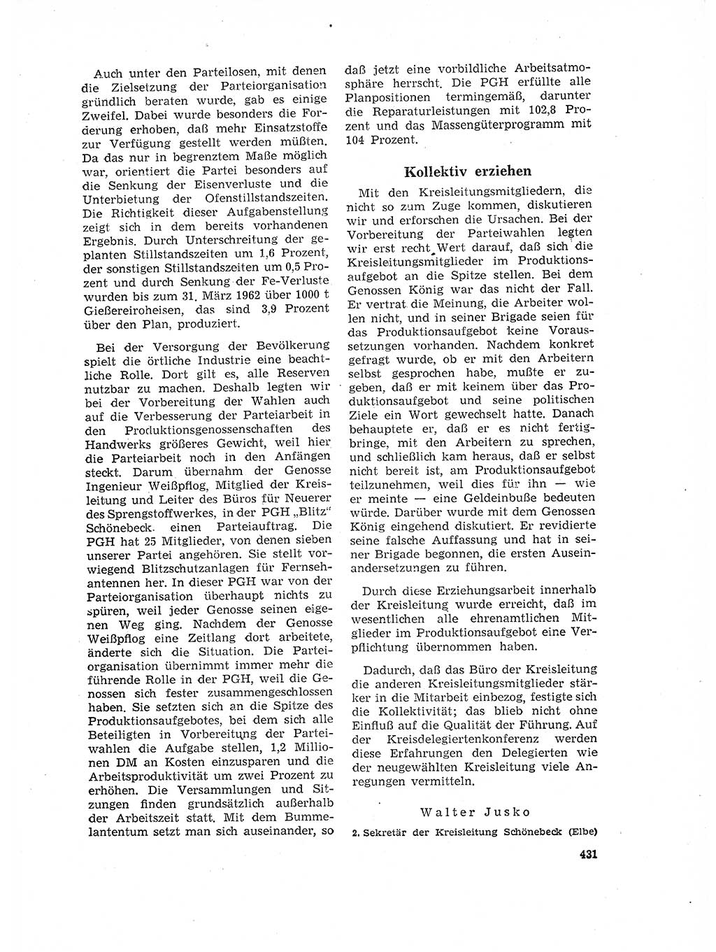 Neuer Weg (NW), Organ des Zentralkomitees (ZK) der SED (Sozialistische Einheitspartei Deutschlands) für Fragen des Parteilebens, 17. Jahrgang [Deutsche Demokratische Republik (DDR)] 1962, Seite 431 (NW ZK SED DDR 1962, S. 431)
