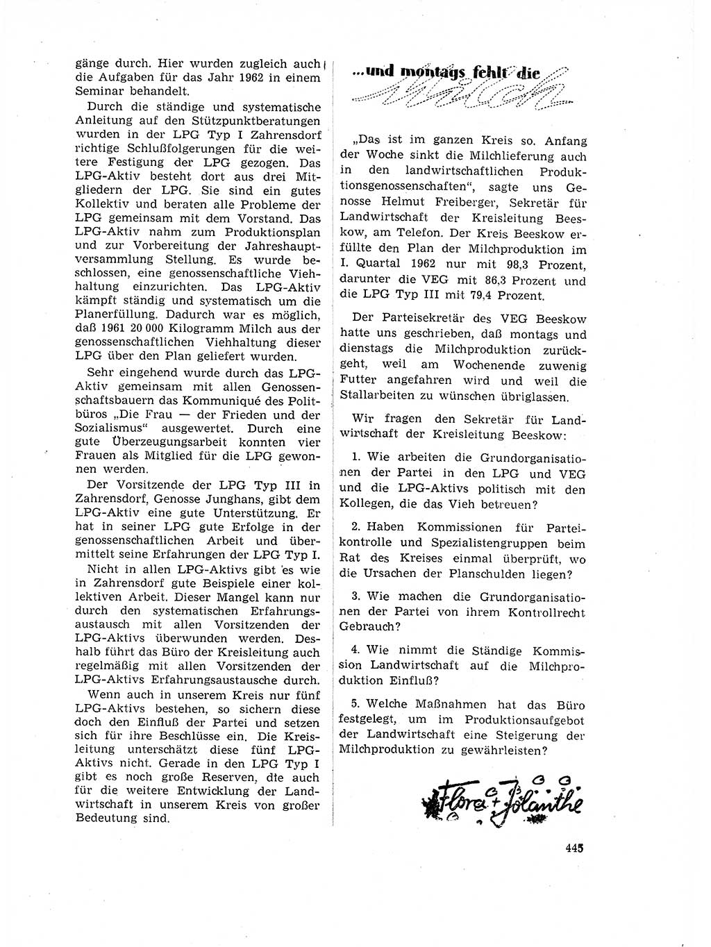 Neuer Weg (NW), Organ des Zentralkomitees (ZK) der SED (Sozialistische Einheitspartei Deutschlands) für Fragen des Parteilebens, 17. Jahrgang [Deutsche Demokratische Republik (DDR)] 1962, Seite 445 (NW ZK SED DDR 1962, S. 445)