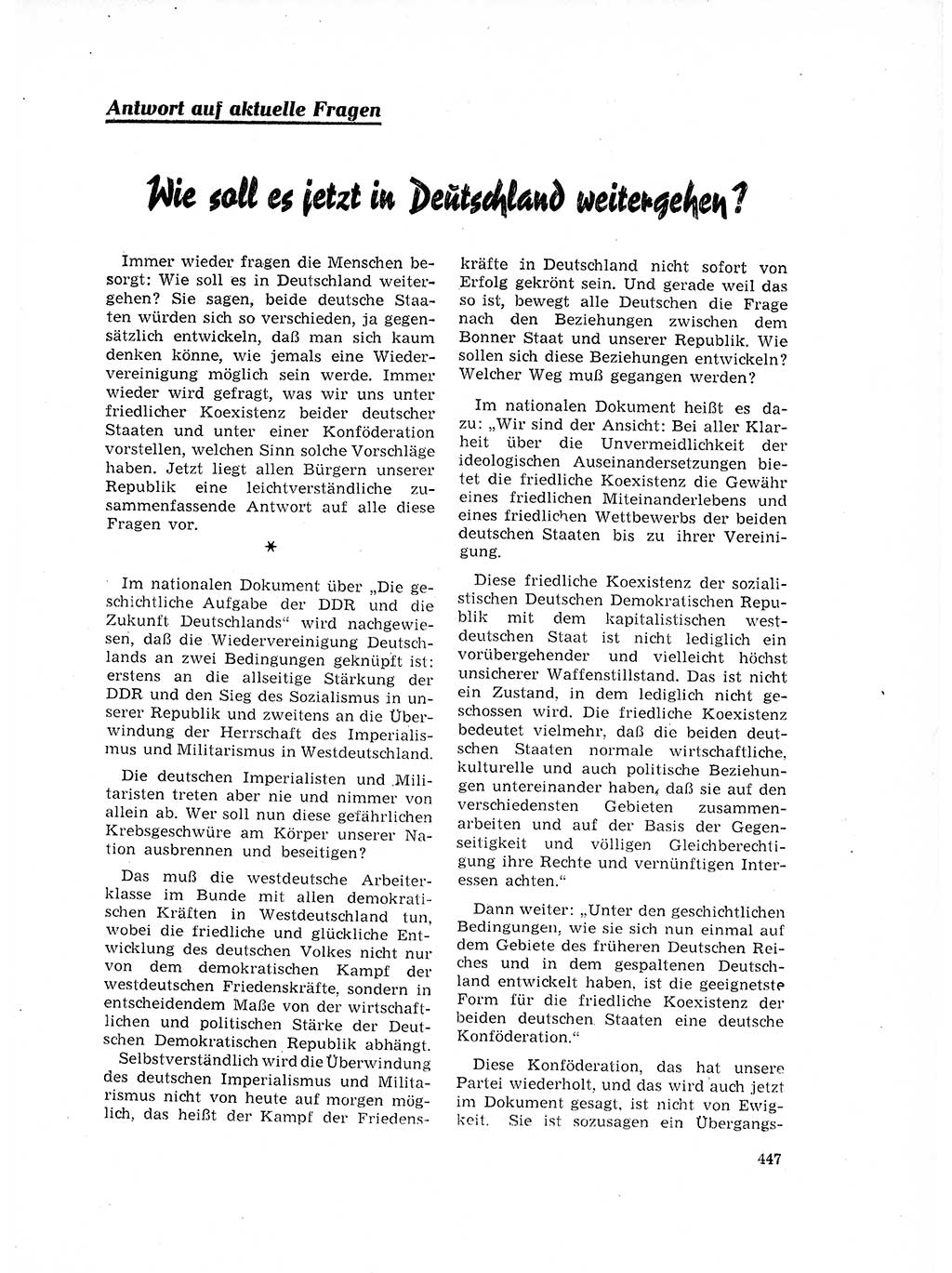 Neuer Weg (NW), Organ des Zentralkomitees (ZK) der SED (Sozialistische Einheitspartei Deutschlands) für Fragen des Parteilebens, 17. Jahrgang [Deutsche Demokratische Republik (DDR)] 1962, Seite 447 (NW ZK SED DDR 1962, S. 447)