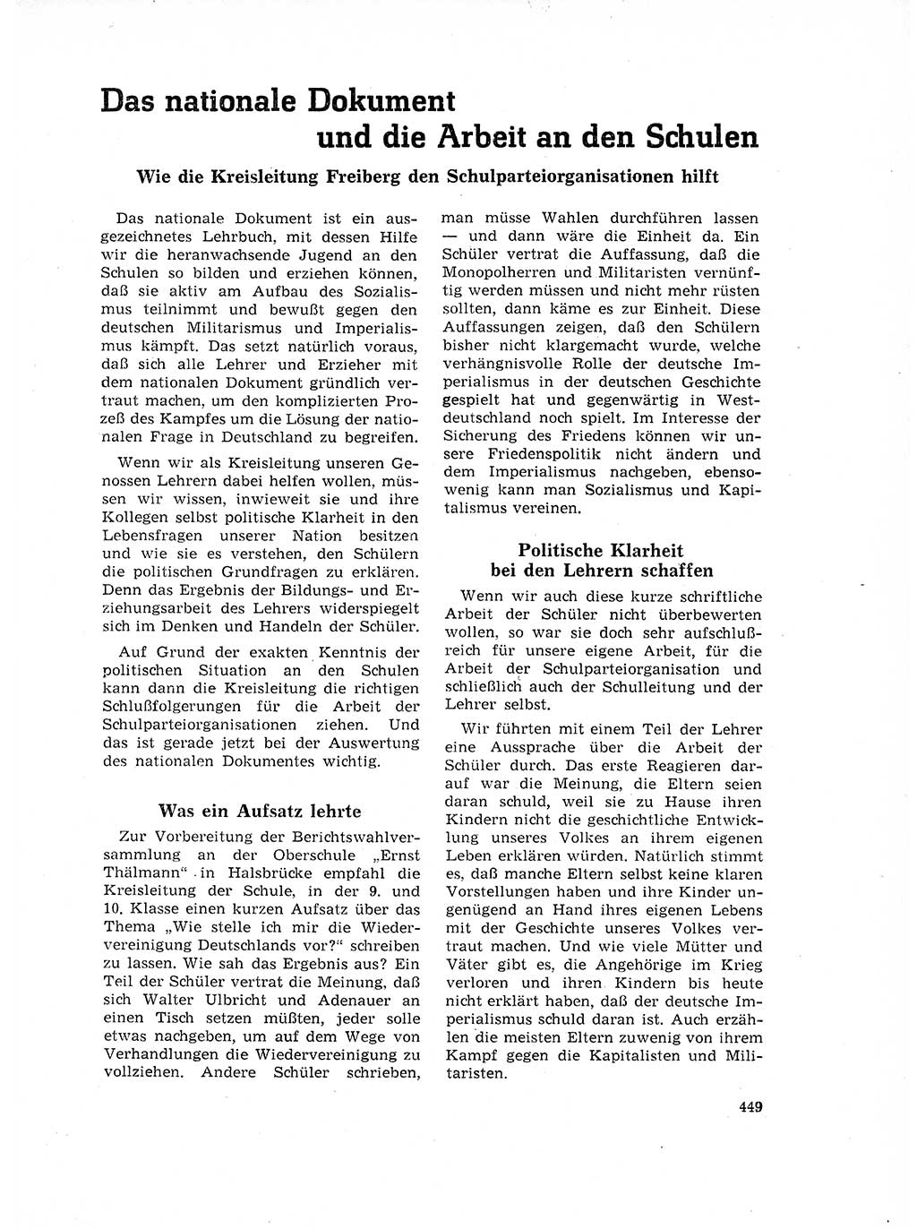 Neuer Weg (NW), Organ des Zentralkomitees (ZK) der SED (Sozialistische Einheitspartei Deutschlands) für Fragen des Parteilebens, 17. Jahrgang [Deutsche Demokratische Republik (DDR)] 1962, Seite 449 (NW ZK SED DDR 1962, S. 449)