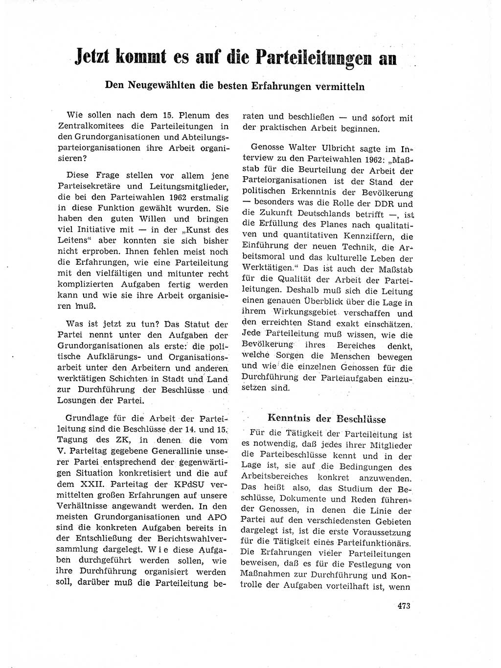 Neuer Weg (NW), Organ des Zentralkomitees (ZK) der SED (Sozialistische Einheitspartei Deutschlands) für Fragen des Parteilebens, 17. Jahrgang [Deutsche Demokratische Republik (DDR)] 1962, Seite 473 (NW ZK SED DDR 1962, S. 473)
