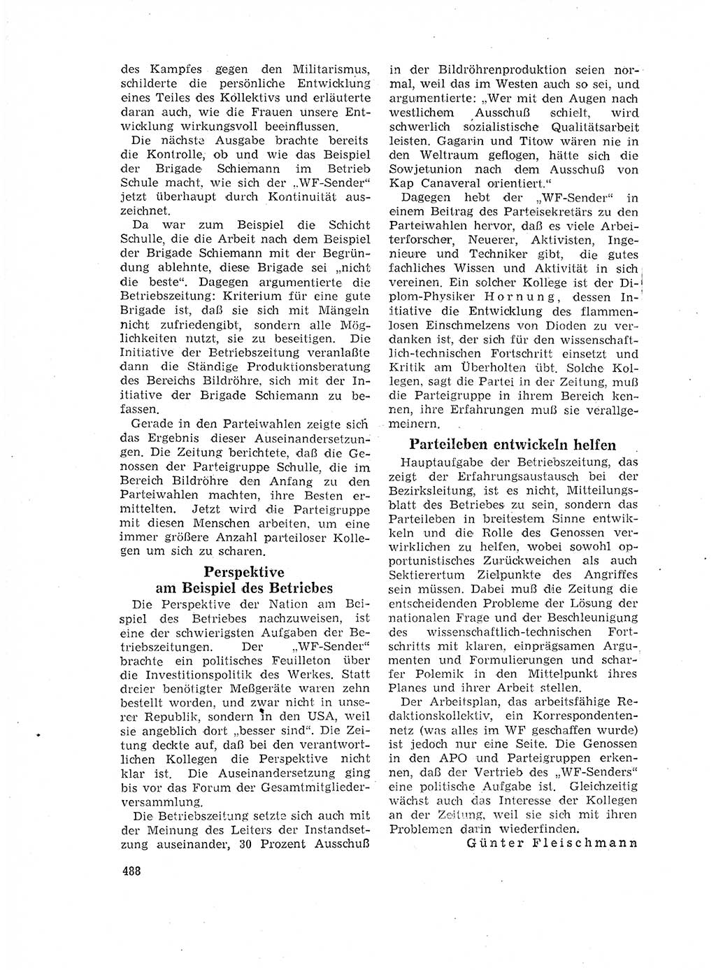 Neuer Weg (NW), Organ des Zentralkomitees (ZK) der SED (Sozialistische Einheitspartei Deutschlands) für Fragen des Parteilebens, 17. Jahrgang [Deutsche Demokratische Republik (DDR)] 1962, Seite 488 (NW ZK SED DDR 1962, S. 488)