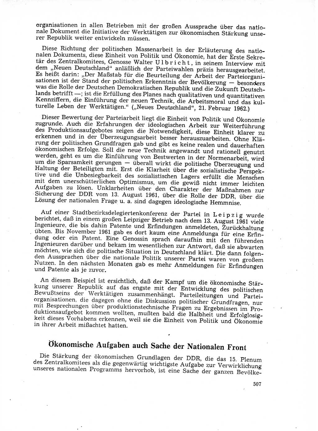 Neuer Weg (NW), Organ des Zentralkomitees (ZK) der SED (Sozialistische Einheitspartei Deutschlands) für Fragen des Parteilebens, 17. Jahrgang [Deutsche Demokratische Republik (DDR)] 1962, Seite 507 (NW ZK SED DDR 1962, S. 507)