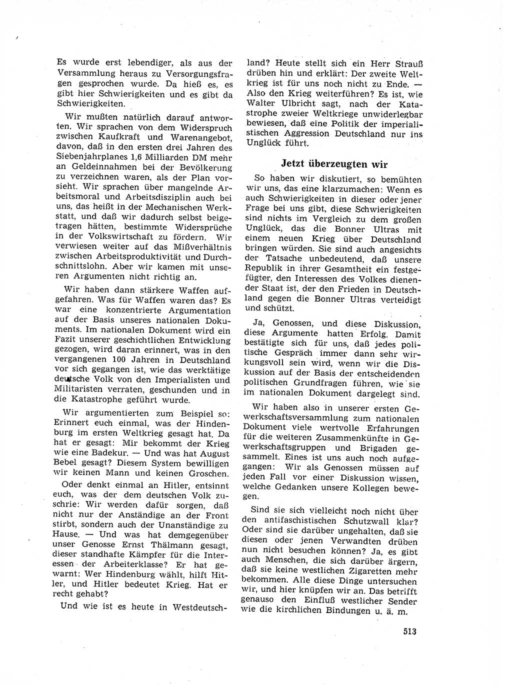 Neuer Weg (NW), Organ des Zentralkomitees (ZK) der SED (Sozialistische Einheitspartei Deutschlands) für Fragen des Parteilebens, 17. Jahrgang [Deutsche Demokratische Republik (DDR)] 1962, Seite 513 (NW ZK SED DDR 1962, S. 513)