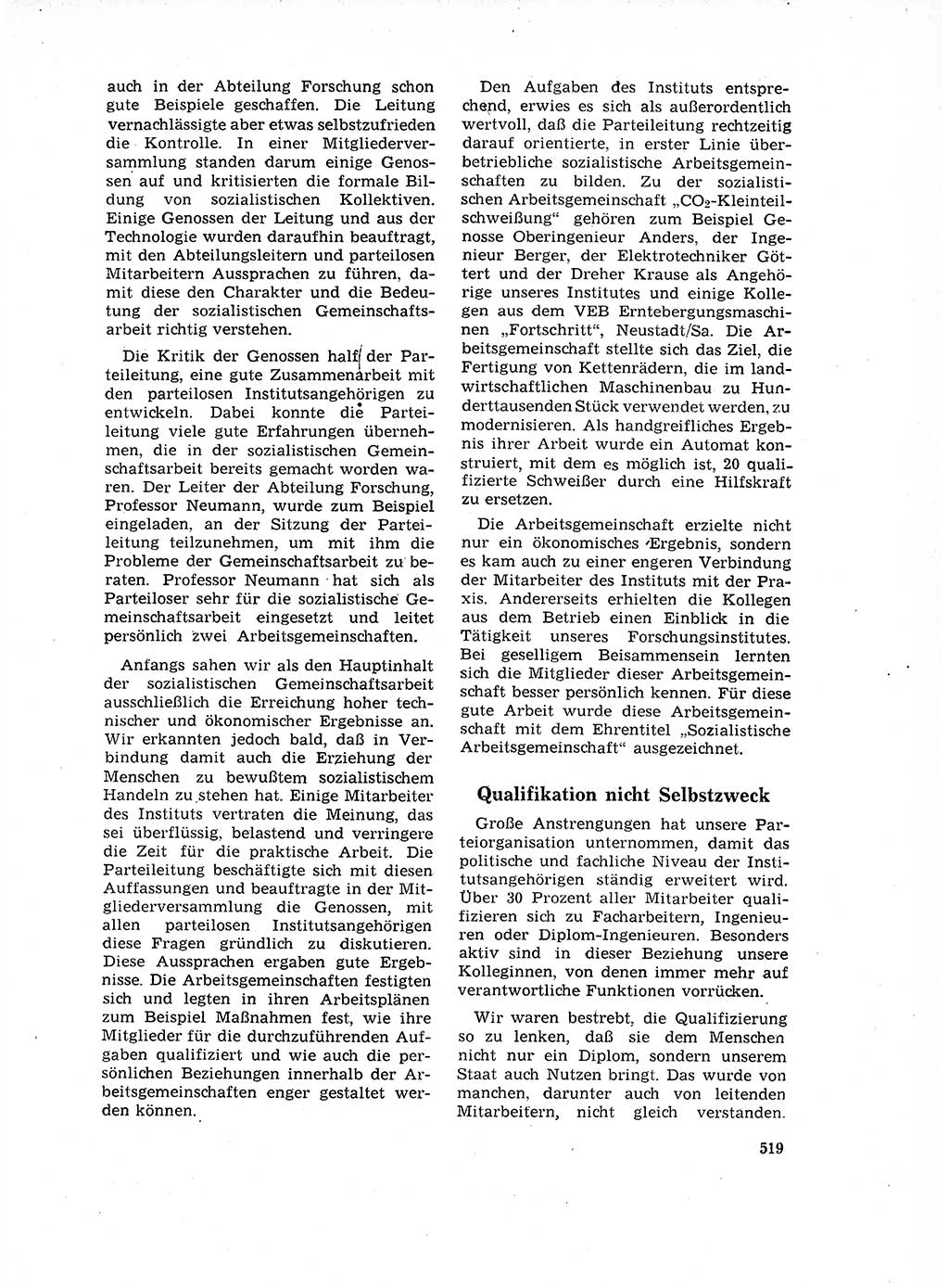 Neuer Weg (NW), Organ des Zentralkomitees (ZK) der SED (Sozialistische Einheitspartei Deutschlands) für Fragen des Parteilebens, 17. Jahrgang [Deutsche Demokratische Republik (DDR)] 1962, Seite 519 (NW ZK SED DDR 1962, S. 519)