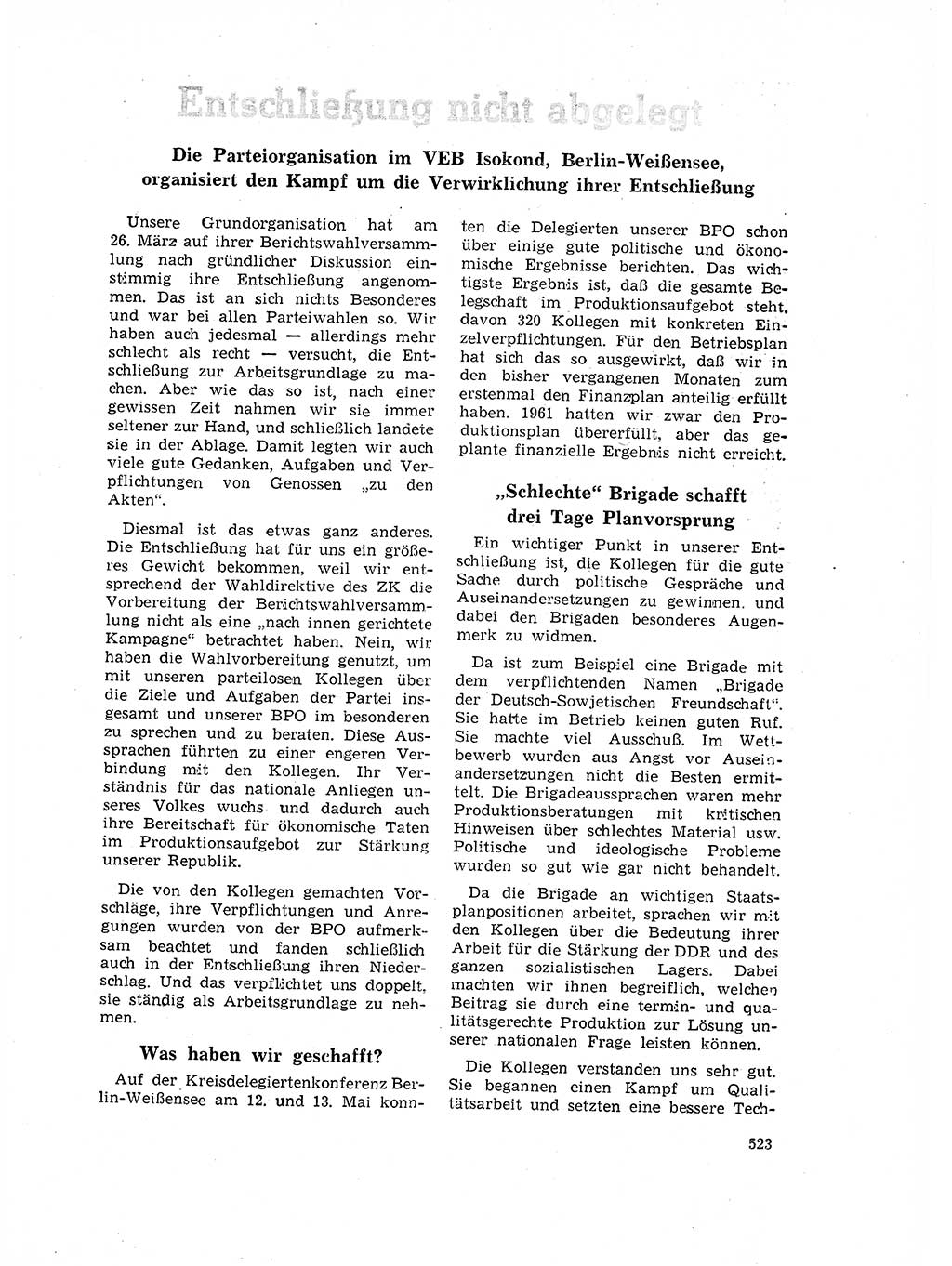 Neuer Weg (NW), Organ des Zentralkomitees (ZK) der SED (Sozialistische Einheitspartei Deutschlands) für Fragen des Parteilebens, 17. Jahrgang [Deutsche Demokratische Republik (DDR)] 1962, Seite 523 (NW ZK SED DDR 1962, S. 523)