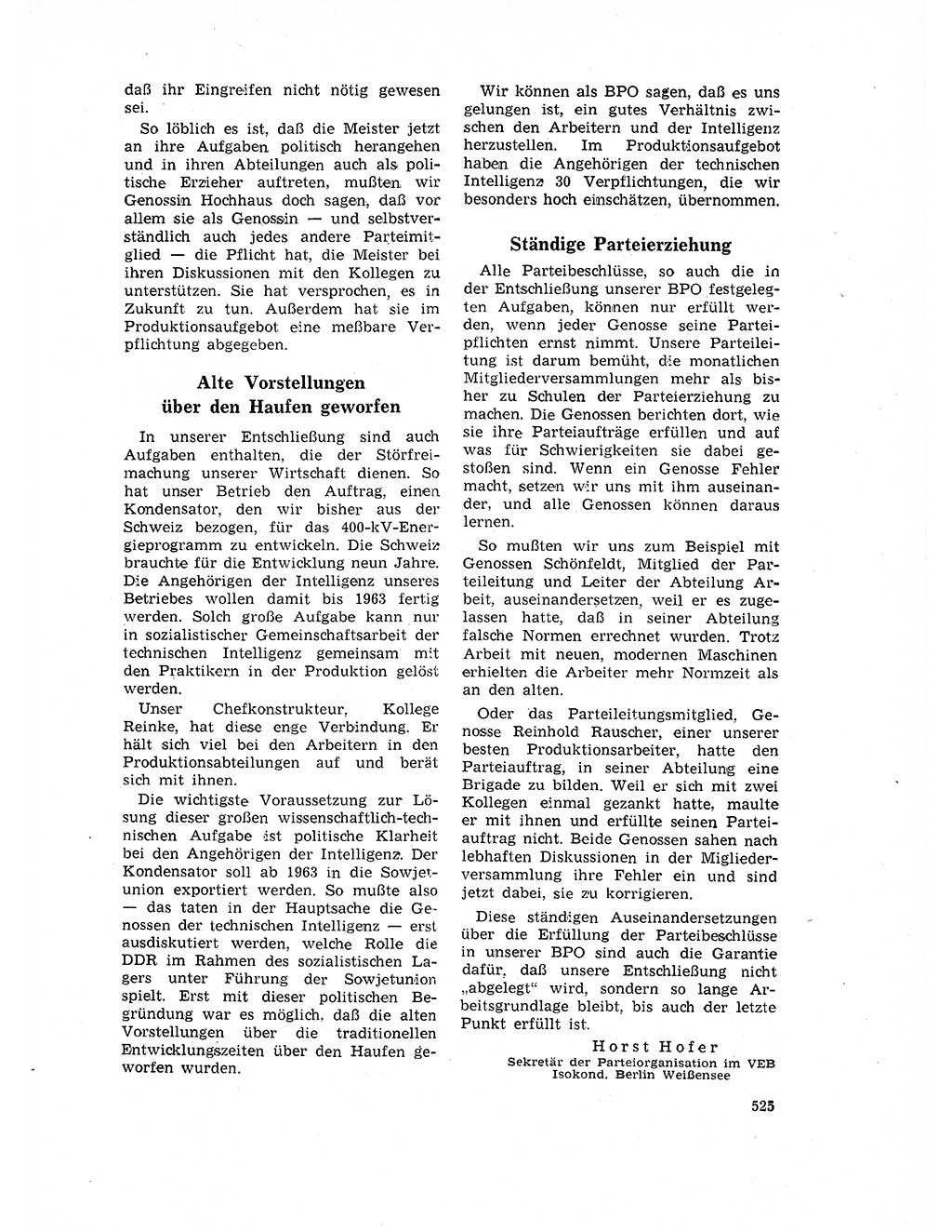 Neuer Weg (NW), Organ des Zentralkomitees (ZK) der SED (Sozialistische Einheitspartei Deutschlands) für Fragen des Parteilebens, 17. Jahrgang [Deutsche Demokratische Republik (DDR)] 1962, Seite 525 (NW ZK SED DDR 1962, S. 525)