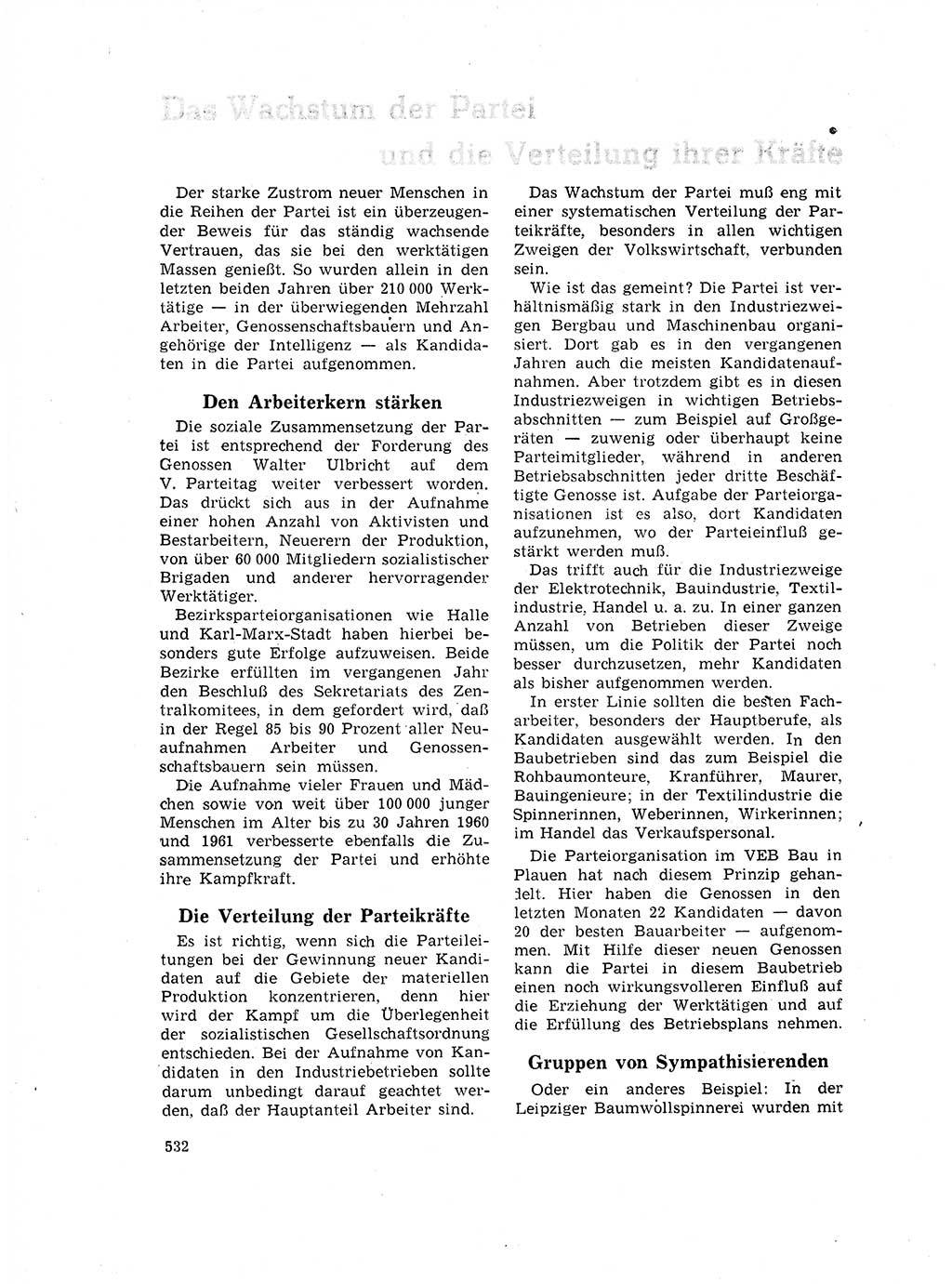 Neuer Weg (NW), Organ des Zentralkomitees (ZK) der SED (Sozialistische Einheitspartei Deutschlands) für Fragen des Parteilebens, 17. Jahrgang [Deutsche Demokratische Republik (DDR)] 1962, Seite 532 (NW ZK SED DDR 1962, S. 532)