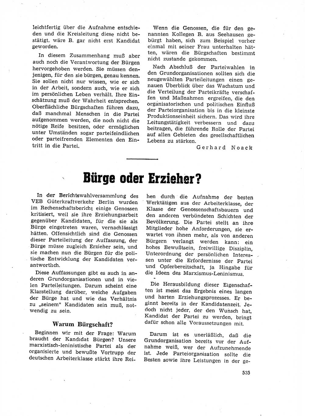 Neuer Weg (NW), Organ des Zentralkomitees (ZK) der SED (Sozialistische Einheitspartei Deutschlands) für Fragen des Parteilebens, 17. Jahrgang [Deutsche Demokratische Republik (DDR)] 1962, Seite 535 (NW ZK SED DDR 1962, S. 535)