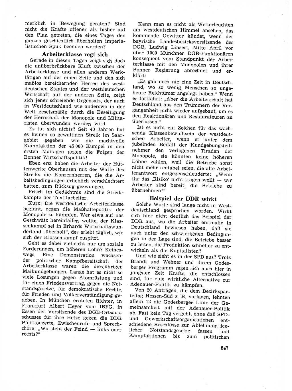 Neuer Weg (NW), Organ des Zentralkomitees (ZK) der SED (Sozialistische Einheitspartei Deutschlands) fÃ¼r Fragen des Parteilebens, 17. Jahrgang [Deutsche Demokratische Republik (DDR)] 1962, Seite 547 (NW ZK SED DDR 1962, S. 547)