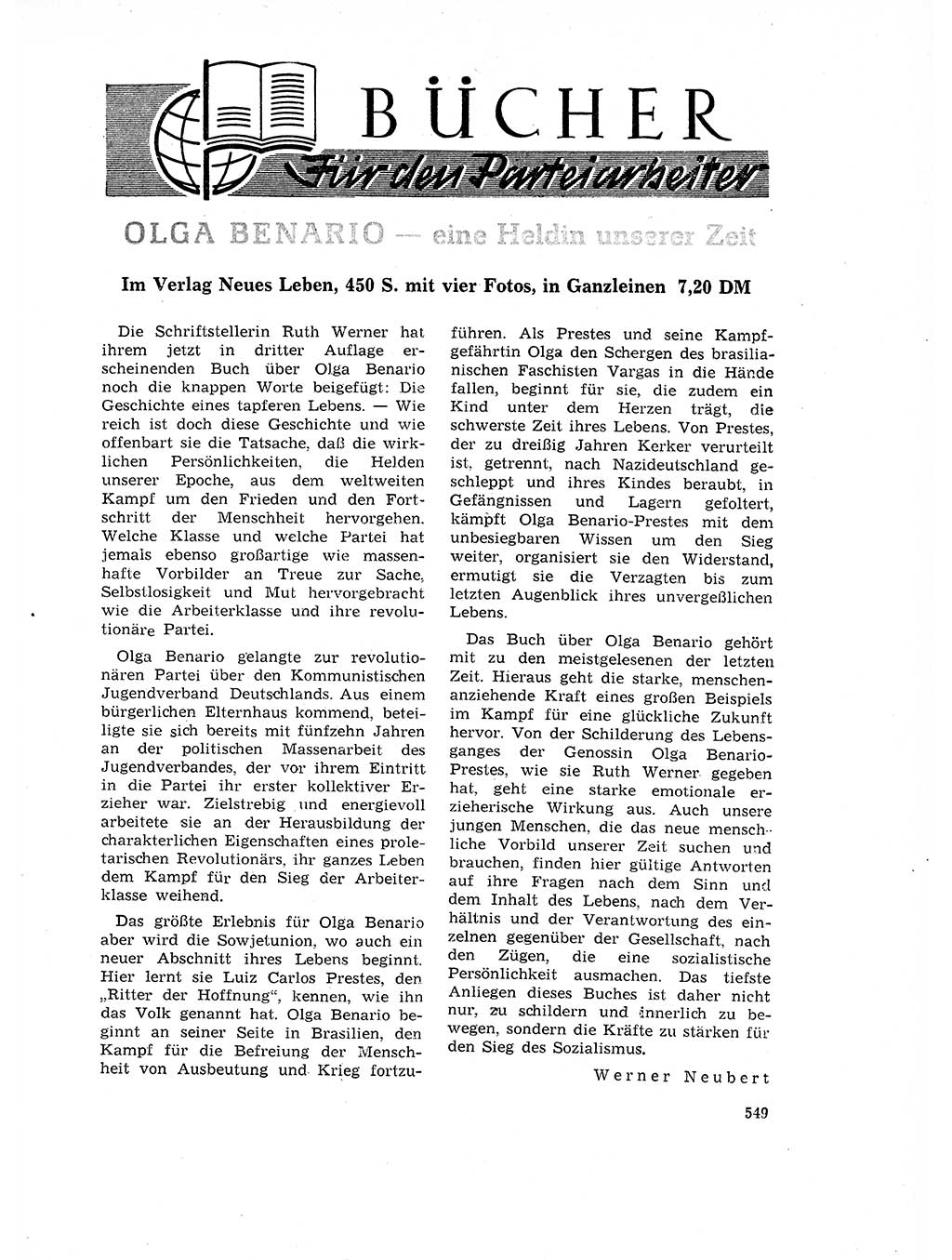 Neuer Weg (NW), Organ des Zentralkomitees (ZK) der SED (Sozialistische Einheitspartei Deutschlands) für Fragen des Parteilebens, 17. Jahrgang [Deutsche Demokratische Republik (DDR)] 1962, Seite 549 (NW ZK SED DDR 1962, S. 549)