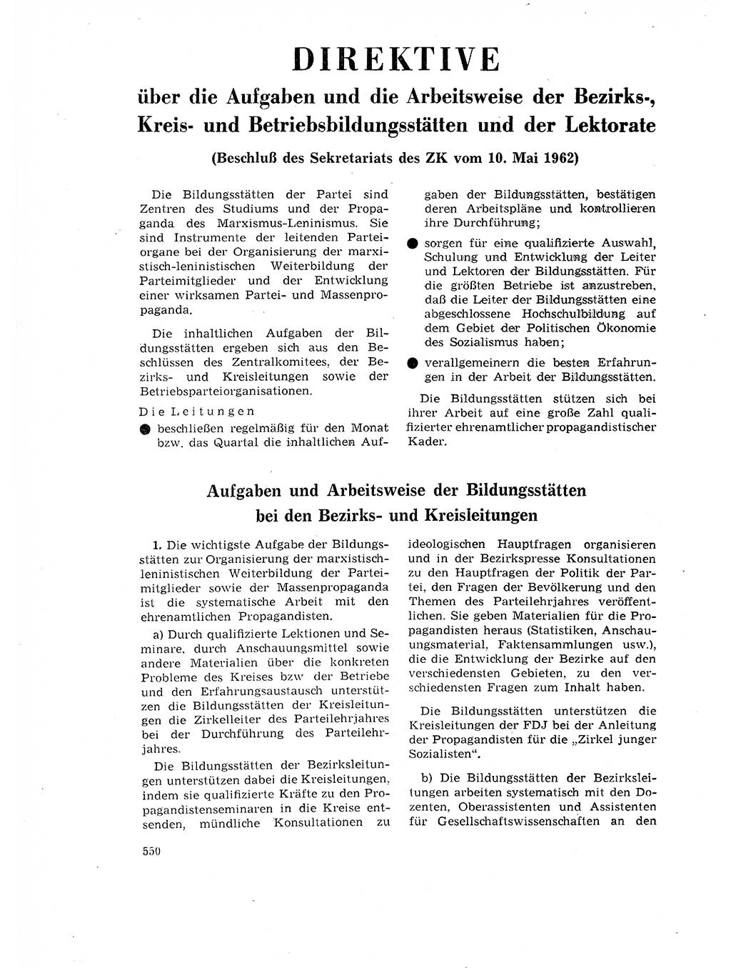 Neuer Weg (NW), Organ des Zentralkomitees (ZK) der SED (Sozialistische Einheitspartei Deutschlands) für Fragen des Parteilebens, 17. Jahrgang [Deutsche Demokratische Republik (DDR)] 1962, Seite 550 (NW ZK SED DDR 1962, S. 550)