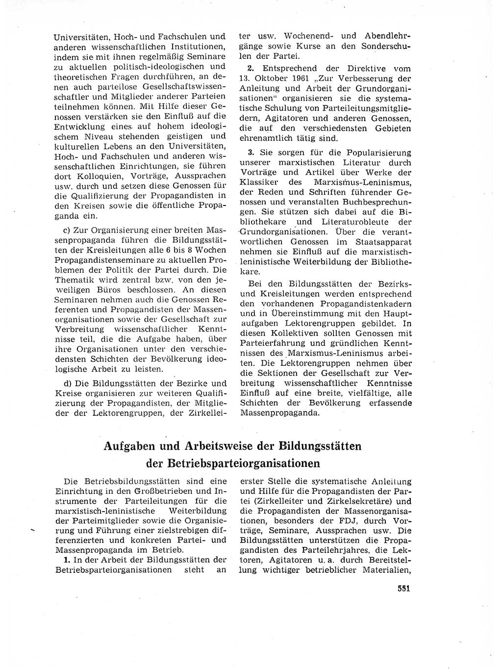 Neuer Weg (NW), Organ des Zentralkomitees (ZK) der SED (Sozialistische Einheitspartei Deutschlands) für Fragen des Parteilebens, 17. Jahrgang [Deutsche Demokratische Republik (DDR)] 1962, Seite 551 (NW ZK SED DDR 1962, S. 551)