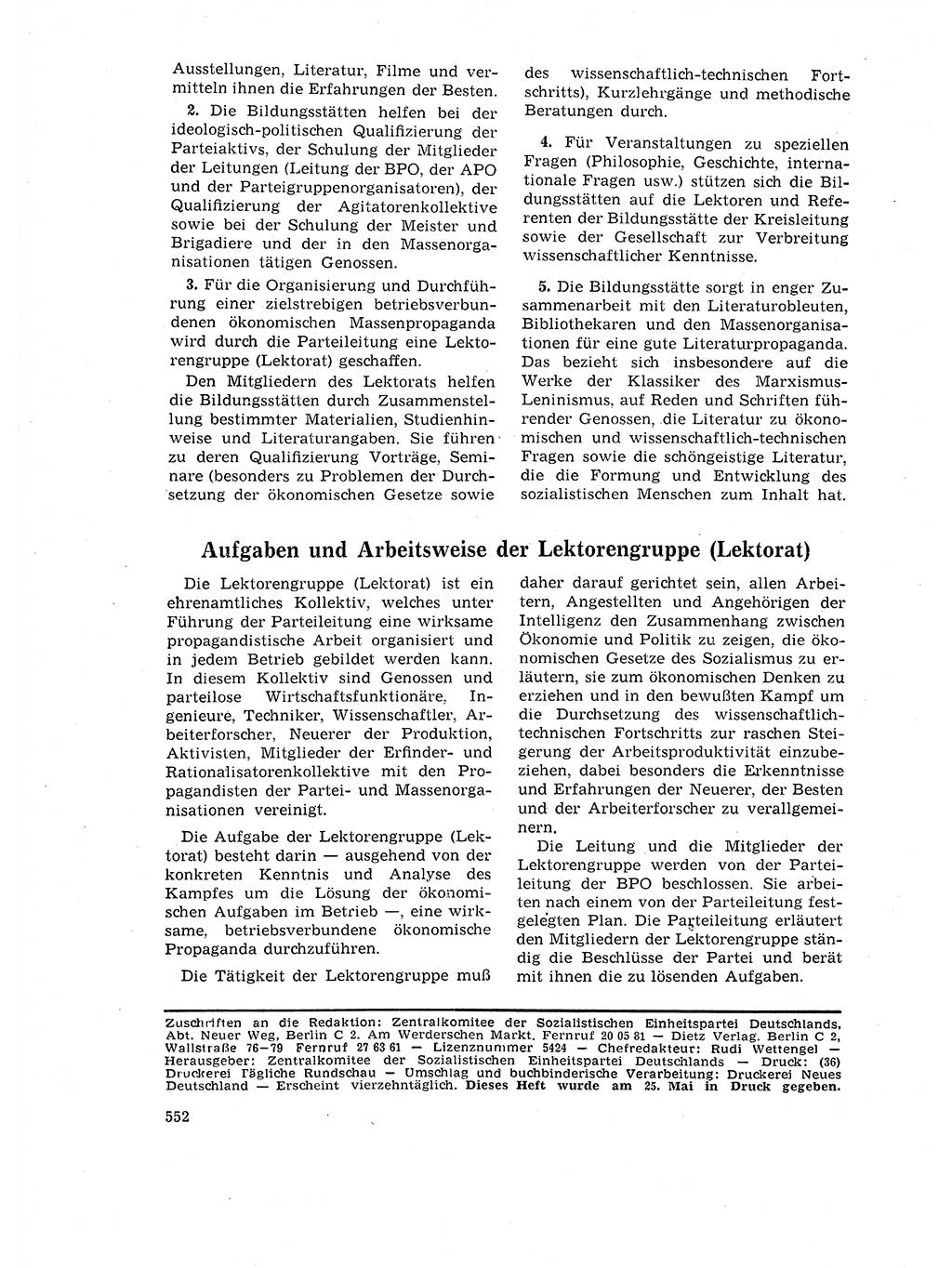 Neuer Weg (NW), Organ des Zentralkomitees (ZK) der SED (Sozialistische Einheitspartei Deutschlands) für Fragen des Parteilebens, 17. Jahrgang [Deutsche Demokratische Republik (DDR)] 1962, Seite 552 (NW ZK SED DDR 1962, S. 552)
