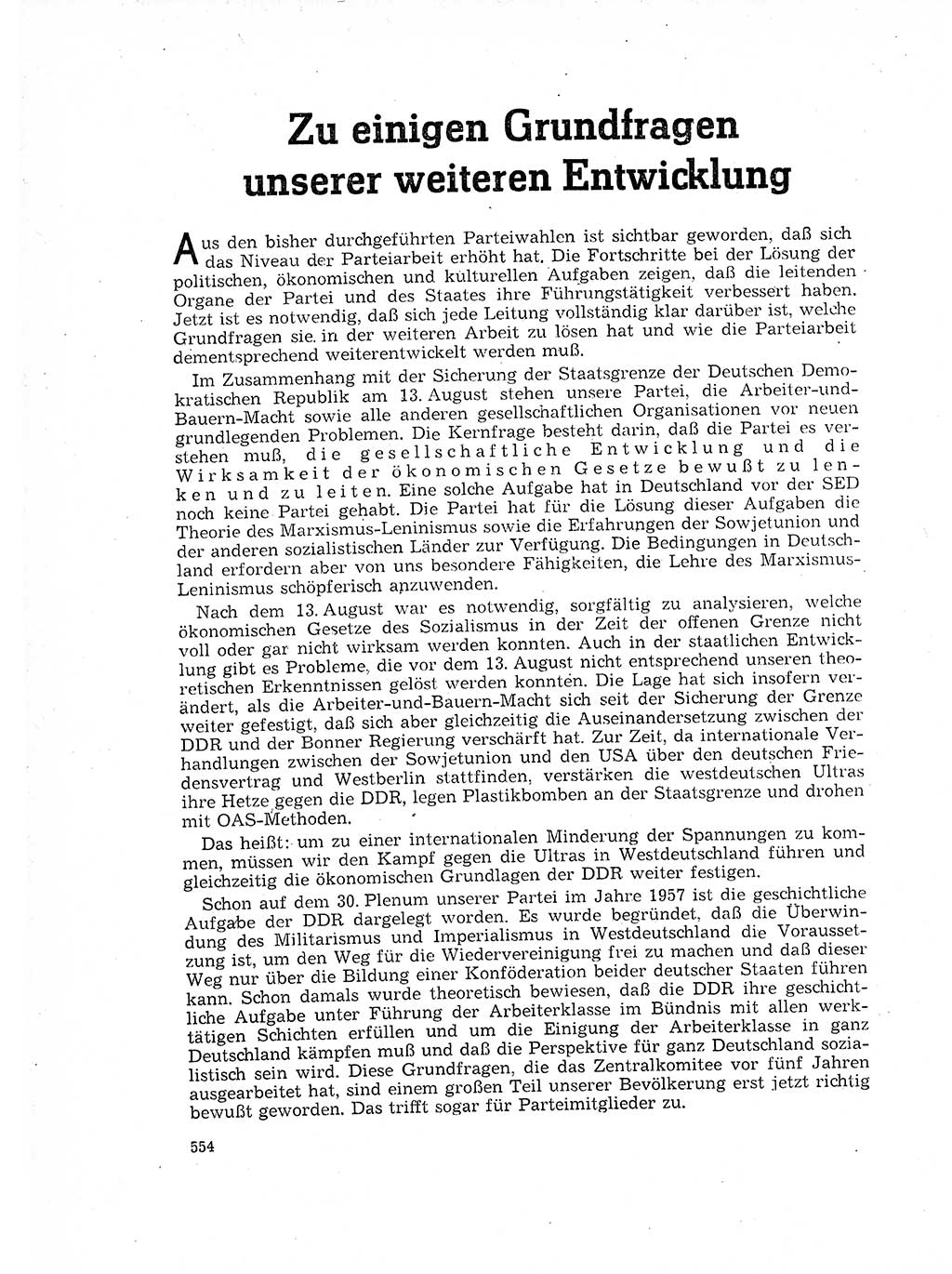 Neuer Weg (NW), Organ des Zentralkomitees (ZK) der SED (Sozialistische Einheitspartei Deutschlands) für Fragen des Parteilebens, 17. Jahrgang [Deutsche Demokratische Republik (DDR)] 1962, Seite 554 (NW ZK SED DDR 1962, S. 554)