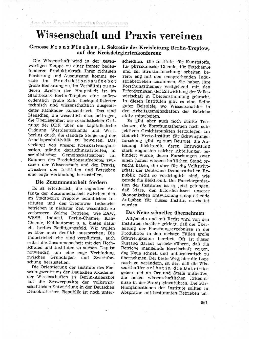 Neuer Weg (NW), Organ des Zentralkomitees (ZK) der SED (Sozialistische Einheitspartei Deutschlands) für Fragen des Parteilebens, 17. Jahrgang [Deutsche Demokratische Republik (DDR)] 1962, Seite 561 (NW ZK SED DDR 1962, S. 561)