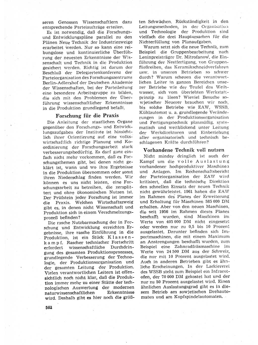 Neuer Weg (NW), Organ des Zentralkomitees (ZK) der SED (Sozialistische Einheitspartei Deutschlands) für Fragen des Parteilebens, 17. Jahrgang [Deutsche Demokratische Republik (DDR)] 1962, Seite 562 (NW ZK SED DDR 1962, S. 562)