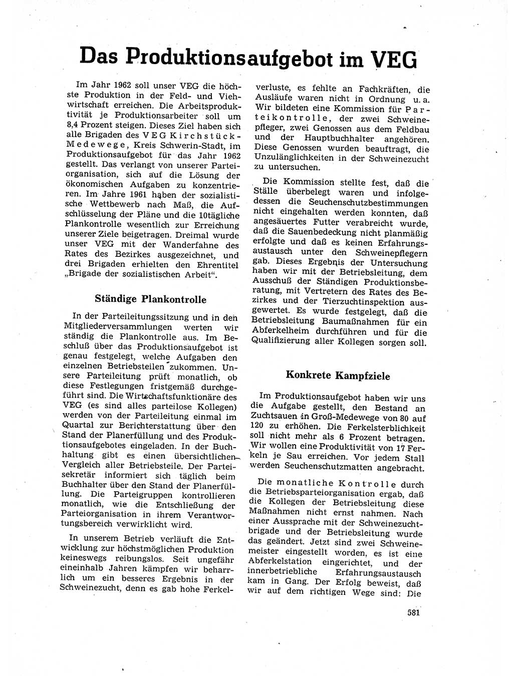 Neuer Weg (NW), Organ des Zentralkomitees (ZK) der SED (Sozialistische Einheitspartei Deutschlands) für Fragen des Parteilebens, 17. Jahrgang [Deutsche Demokratische Republik (DDR)] 1962, Seite 581 (NW ZK SED DDR 1962, S. 581)