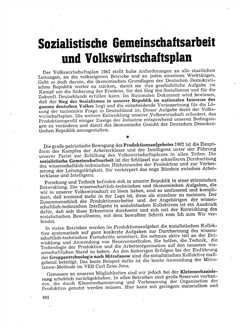 Neuer Weg (NW), Organ des Zentralkomitees (ZK) der SED (Sozialistische Einheitspartei Deutschlands) für Fragen des Parteilebens, 17. Jahrgang [Deutsche Demokratische Republik (DDR)] 1962, Seite 602 (NW ZK SED DDR 1962, S. 602)