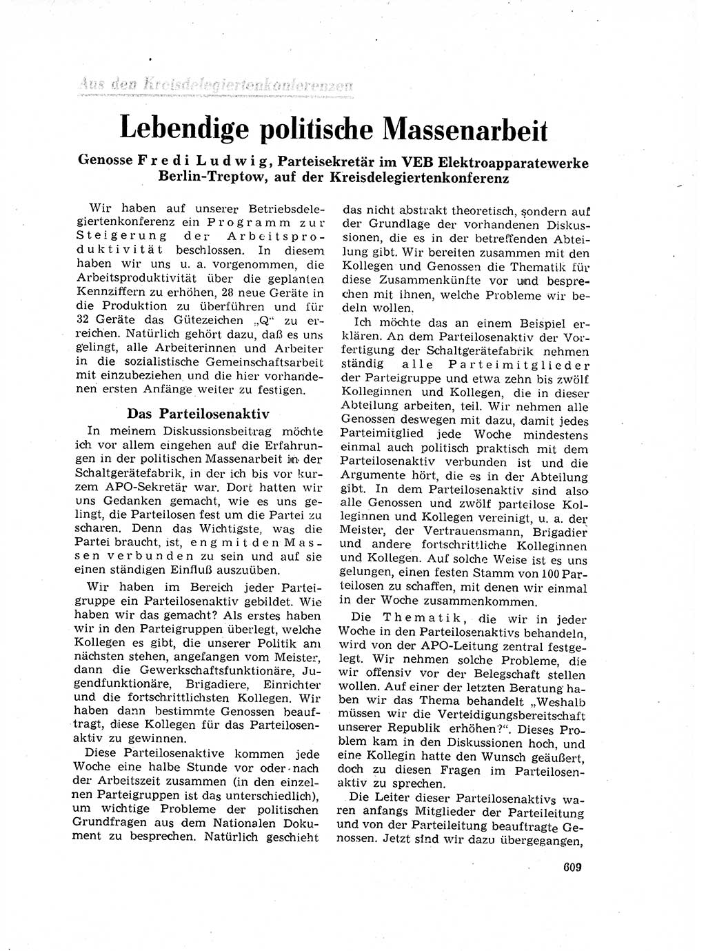 Neuer Weg (NW), Organ des Zentralkomitees (ZK) der SED (Sozialistische Einheitspartei Deutschlands) für Fragen des Parteilebens, 17. Jahrgang [Deutsche Demokratische Republik (DDR)] 1962, Seite 609 (NW ZK SED DDR 1962, S. 609)