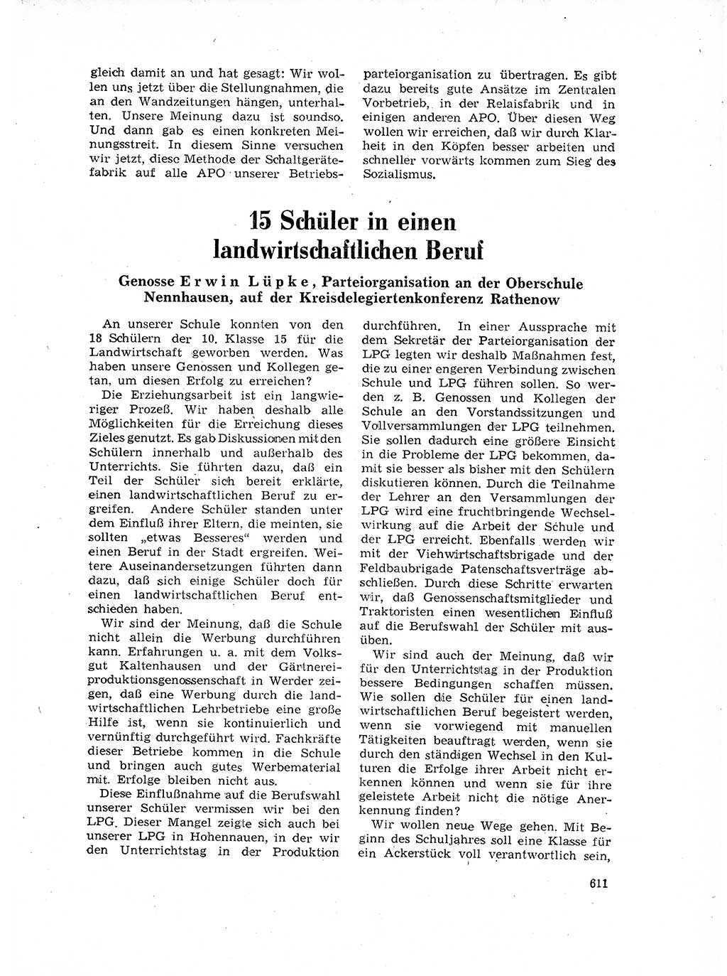 Neuer Weg (NW), Organ des Zentralkomitees (ZK) der SED (Sozialistische Einheitspartei Deutschlands) für Fragen des Parteilebens, 17. Jahrgang [Deutsche Demokratische Republik (DDR)] 1962, Seite 611 (NW ZK SED DDR 1962, S. 611)